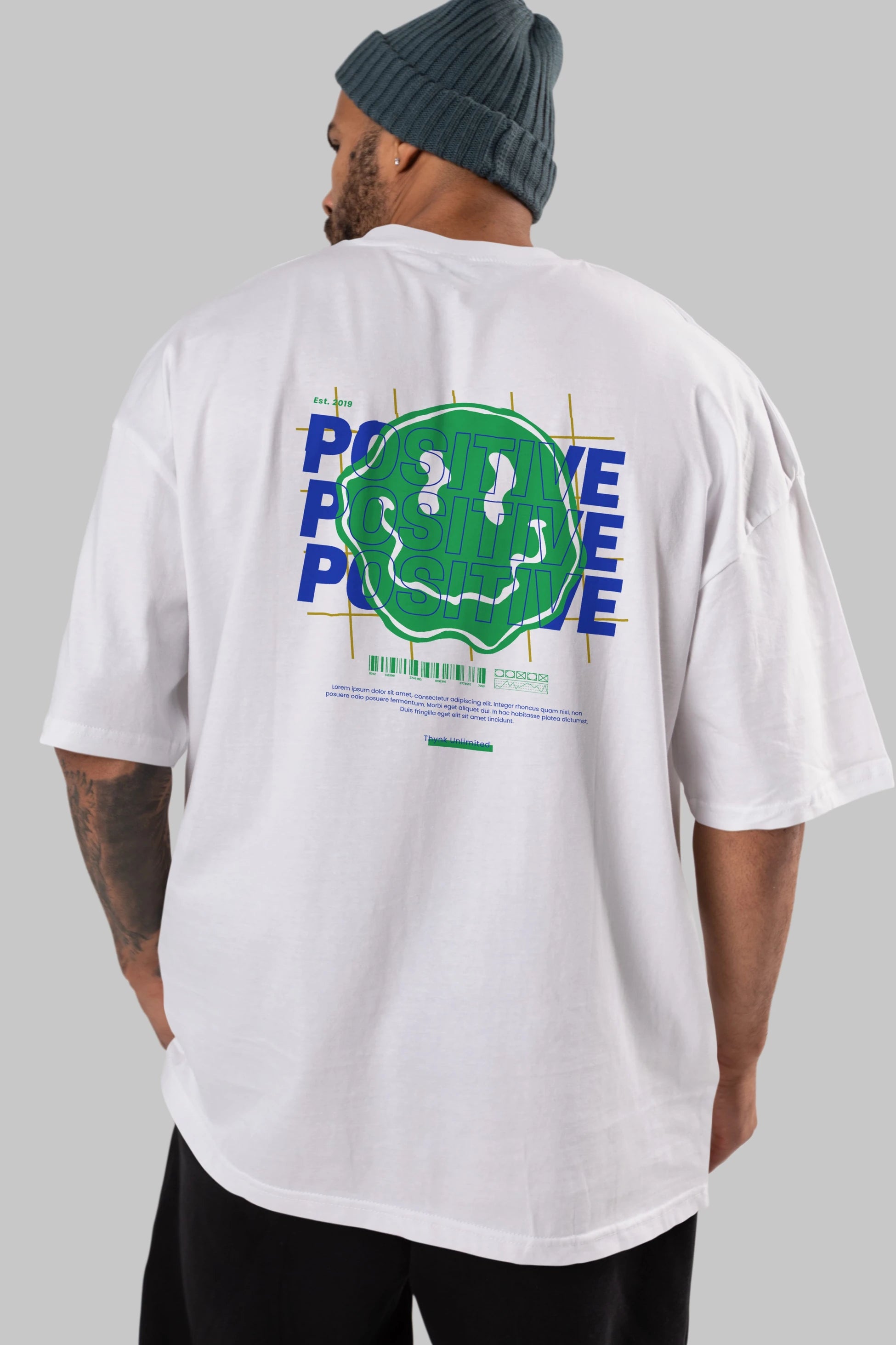 Positive 2 Arka Baskılı Oversize t-shirt Erkek Kadın Unisex