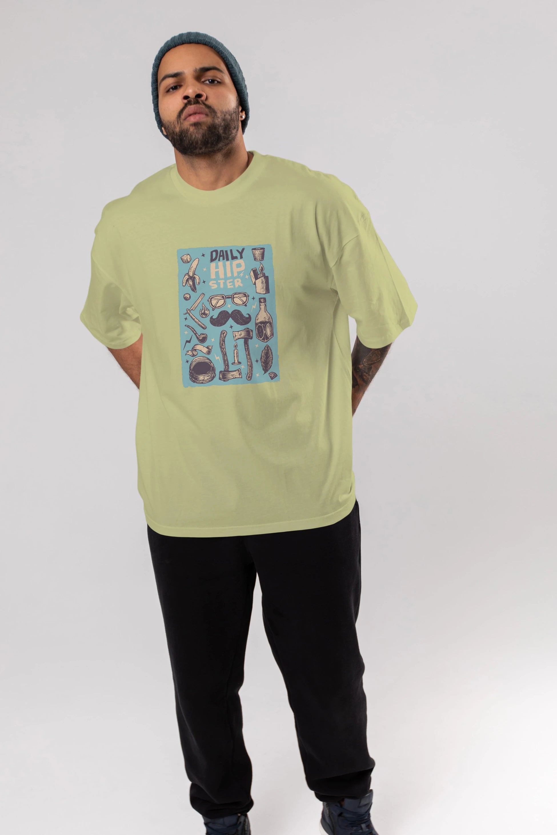 Hipster Ön Baskılı Oversize t-shirt Erkek Kadın Unisex %100 Pamuk tişort