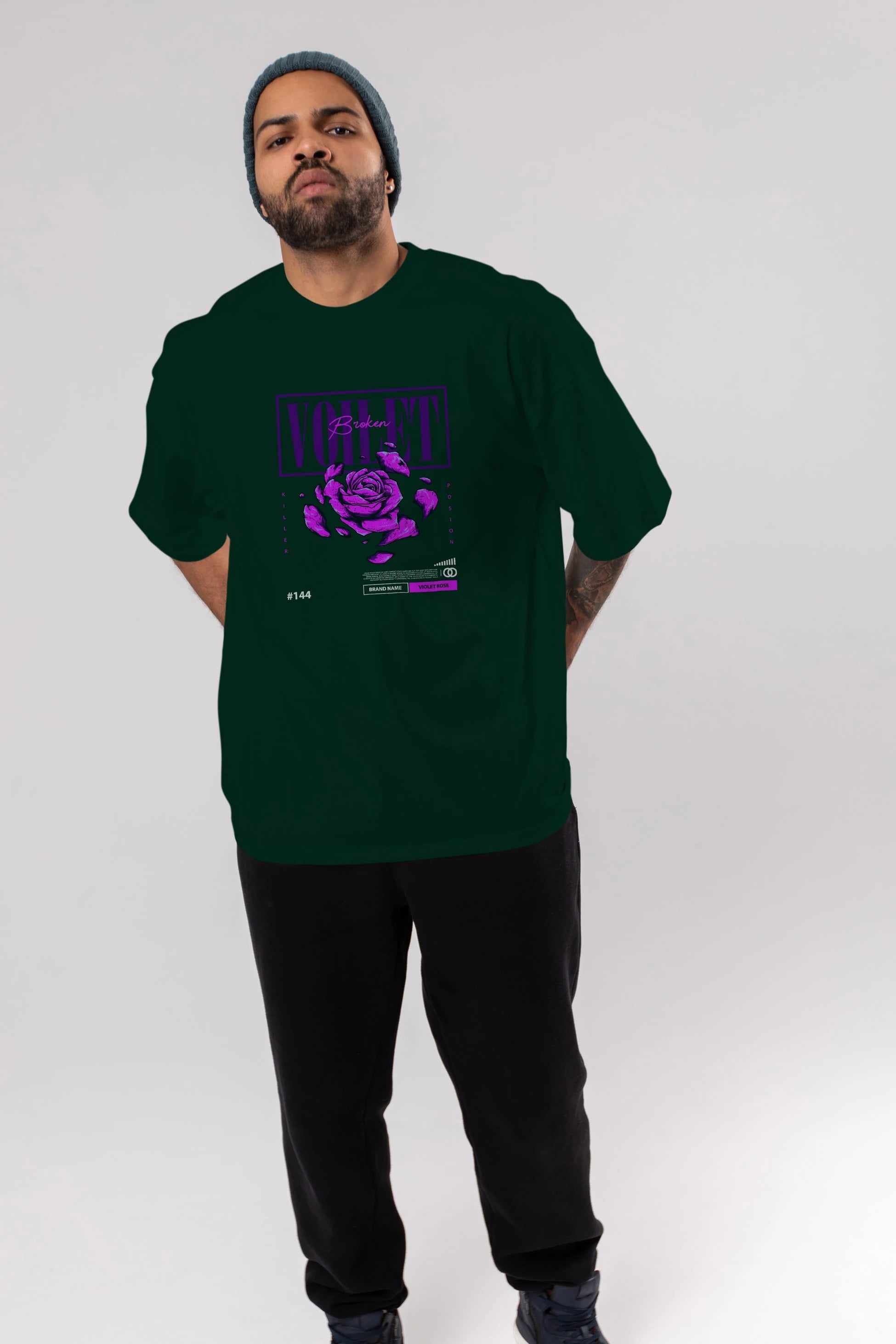 Voilet Broken Ön Baskılı Oversize t-shirt Erkek Kadın Unisex