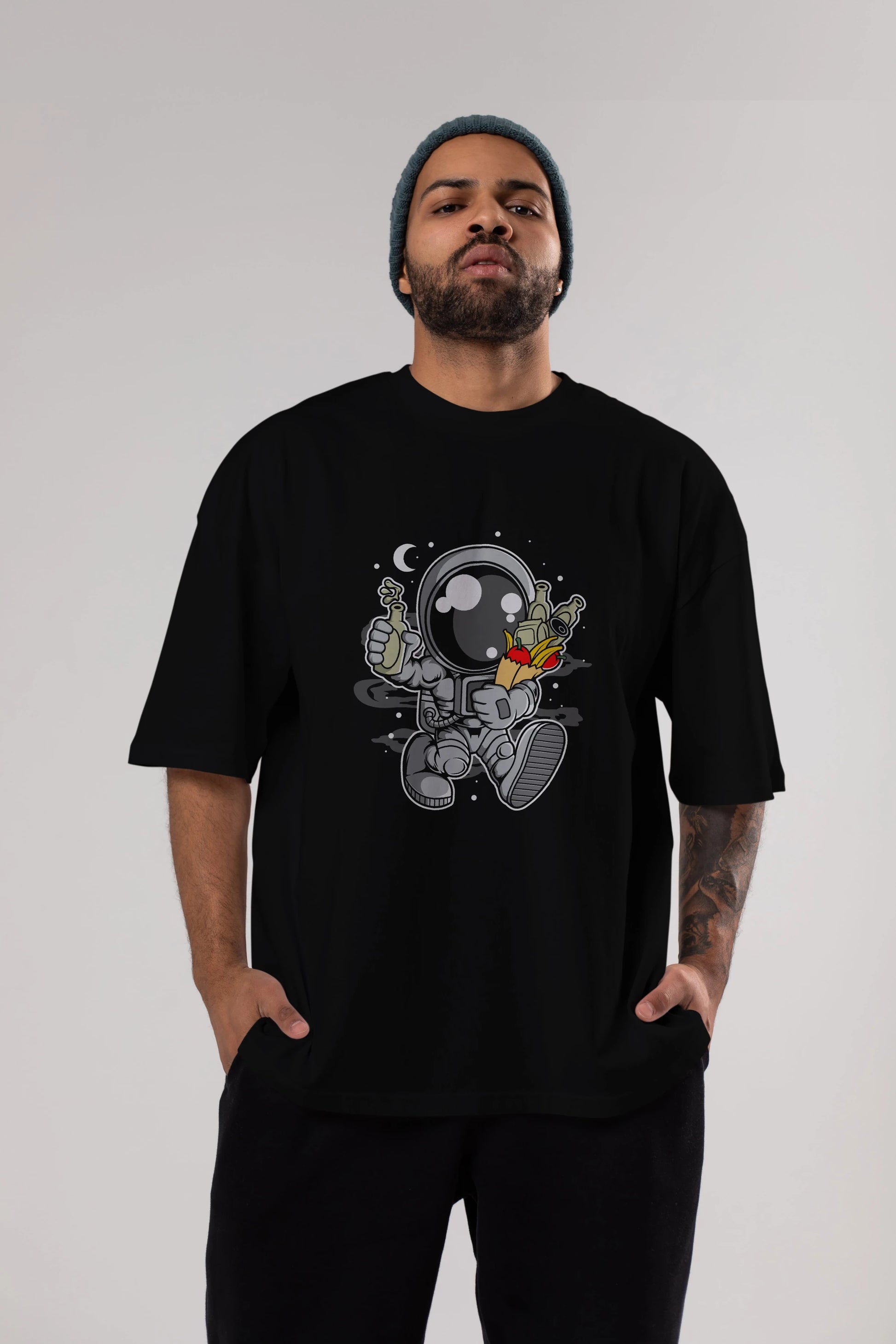 Astronaut Grochery Ön Baskılı Oversize t-shirt Erkek Kadın Unisex