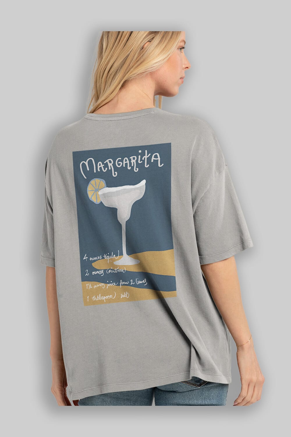 Margarita 2 Arka Baskılı Oversize t-shirt Erkek Kadın Unisex %100 Pamuk Bisiklet Yaka tişort