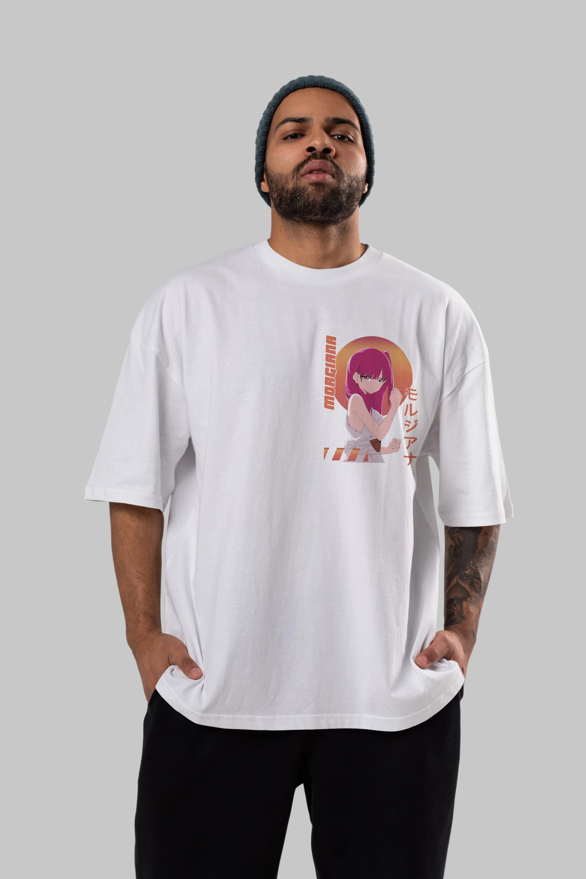 Morgiana 5 Ön Sol Baskılı Oversize t-shirt Erkek Kadın Unisex %100 Pamuk Bisiklet Yaka tişort