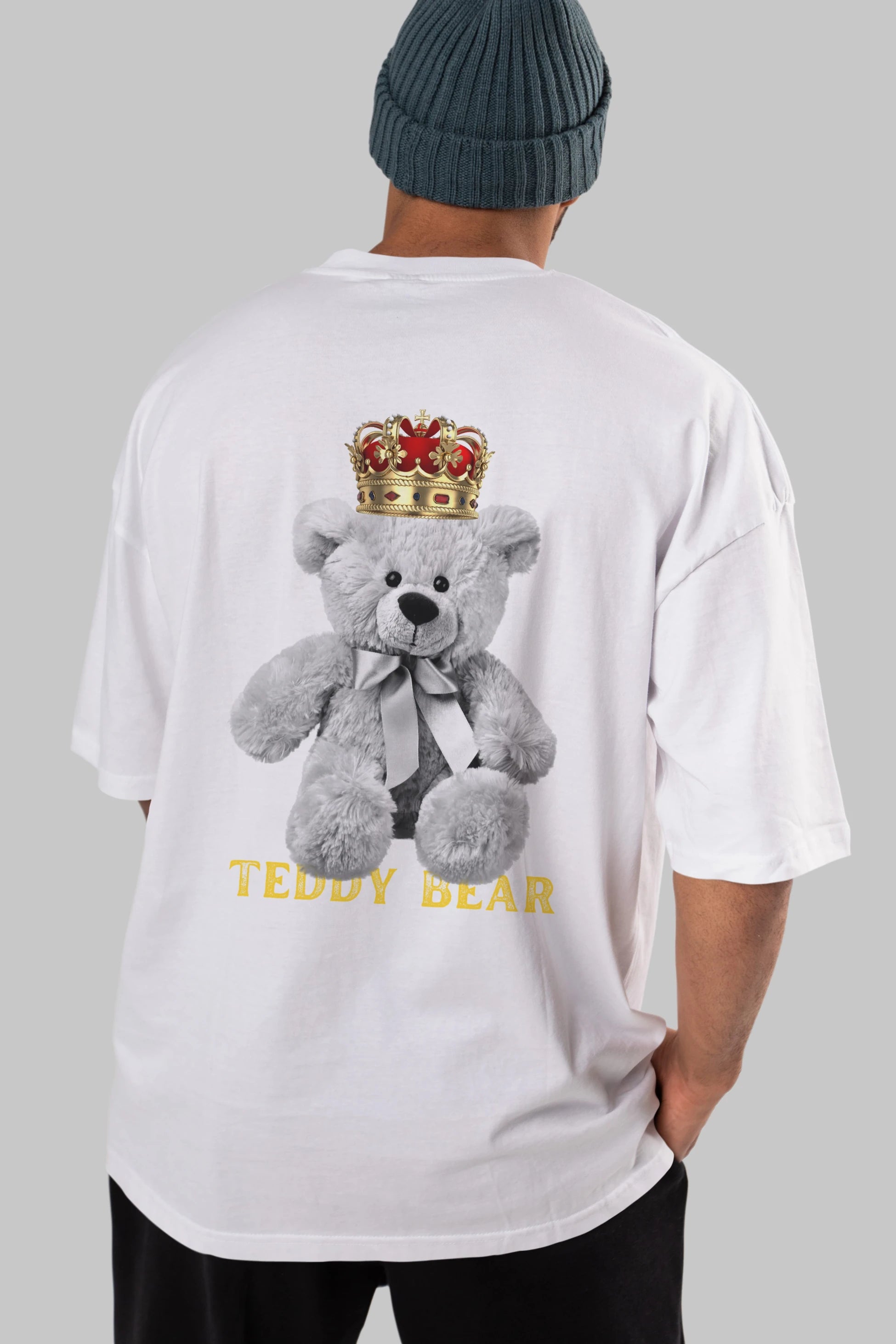 Teddy Bear Arka Baskılı Oversize t-shirt Erkek Kadın Unisex
