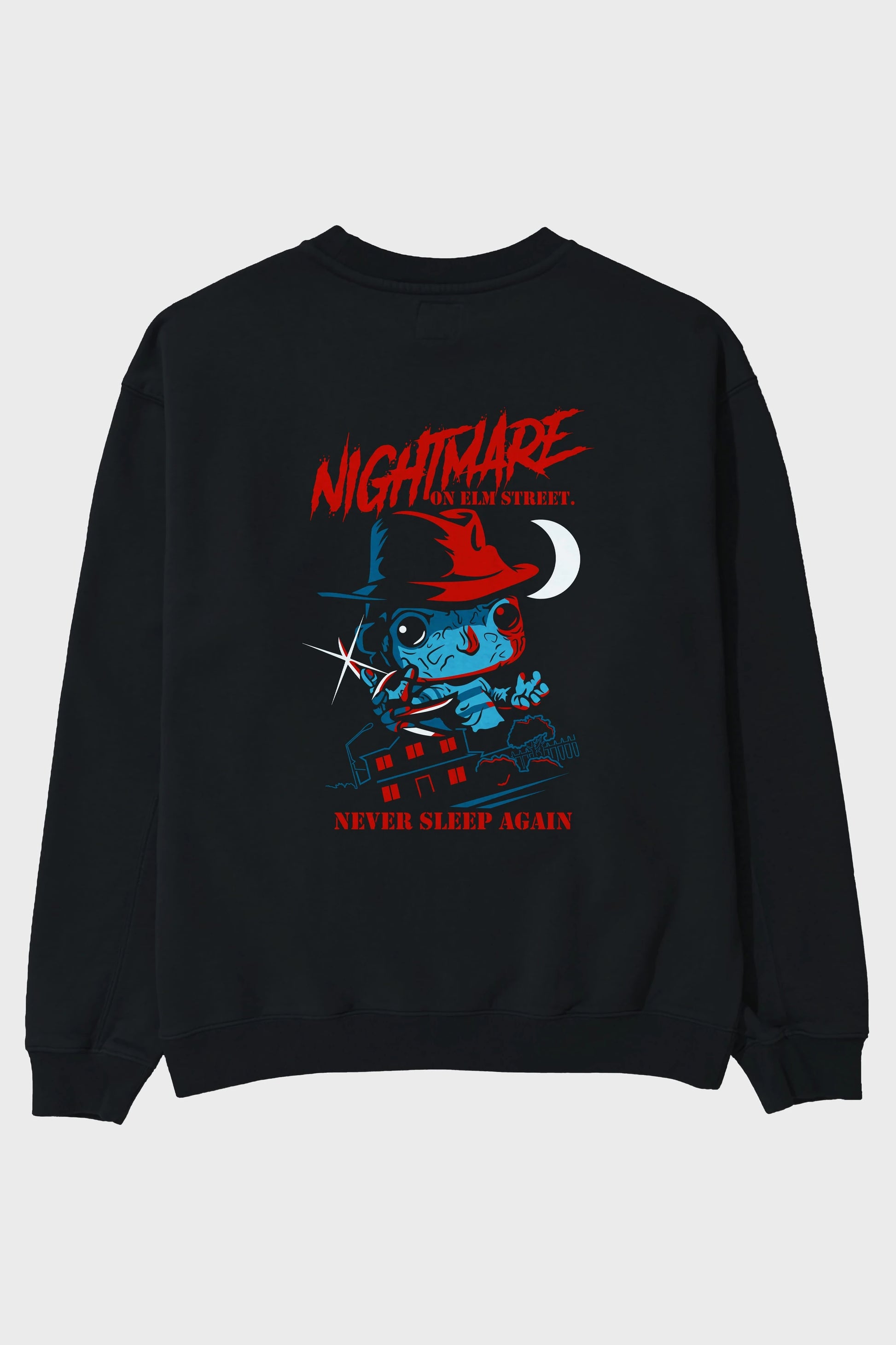 Nightmare Elm Sokağı Arka Baskılı Oversize Sweatshirt Erkek Kadın Unisex