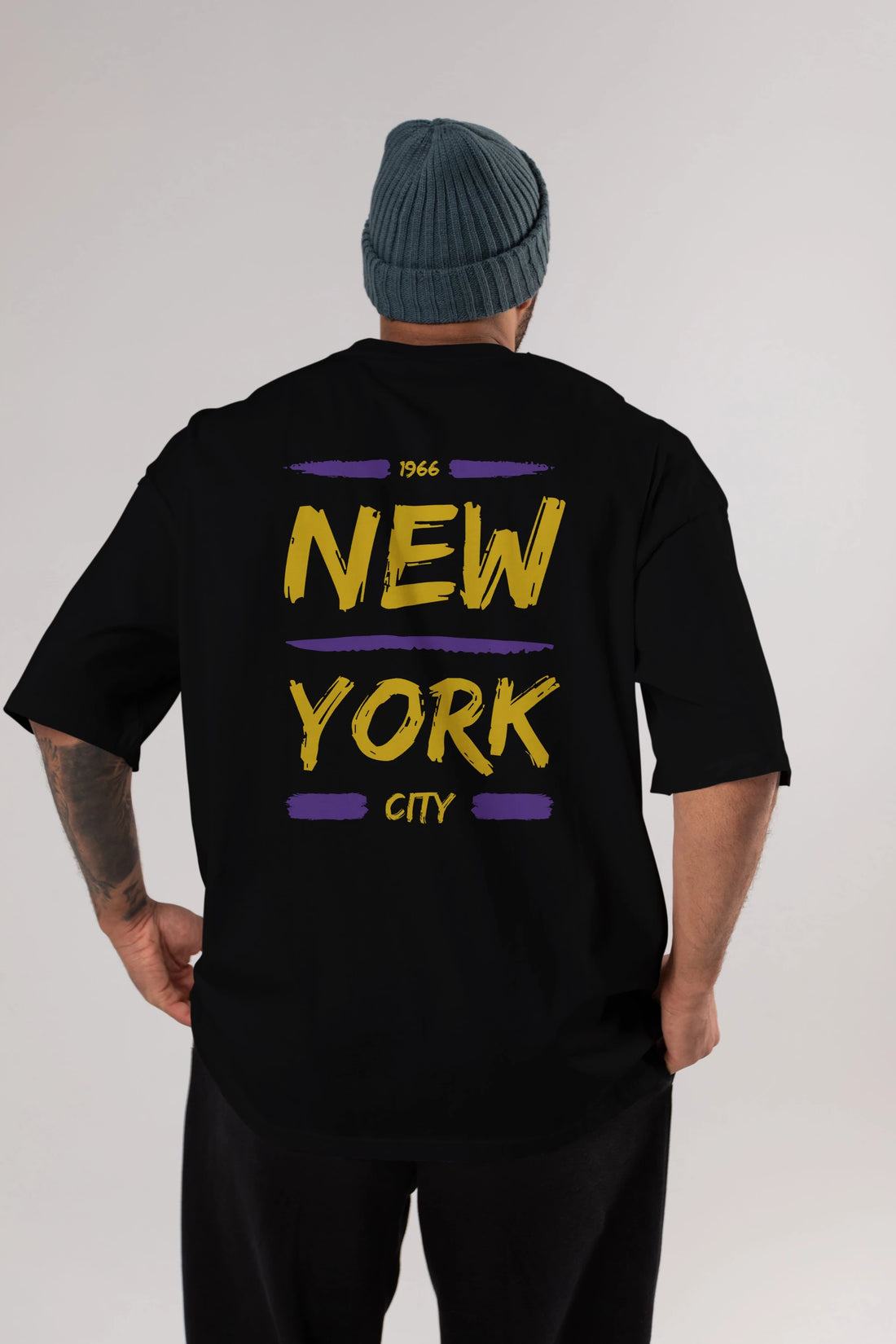 New York City 2 Arka Baskılı Oversize t-shirt Erkek Kadın Unisex