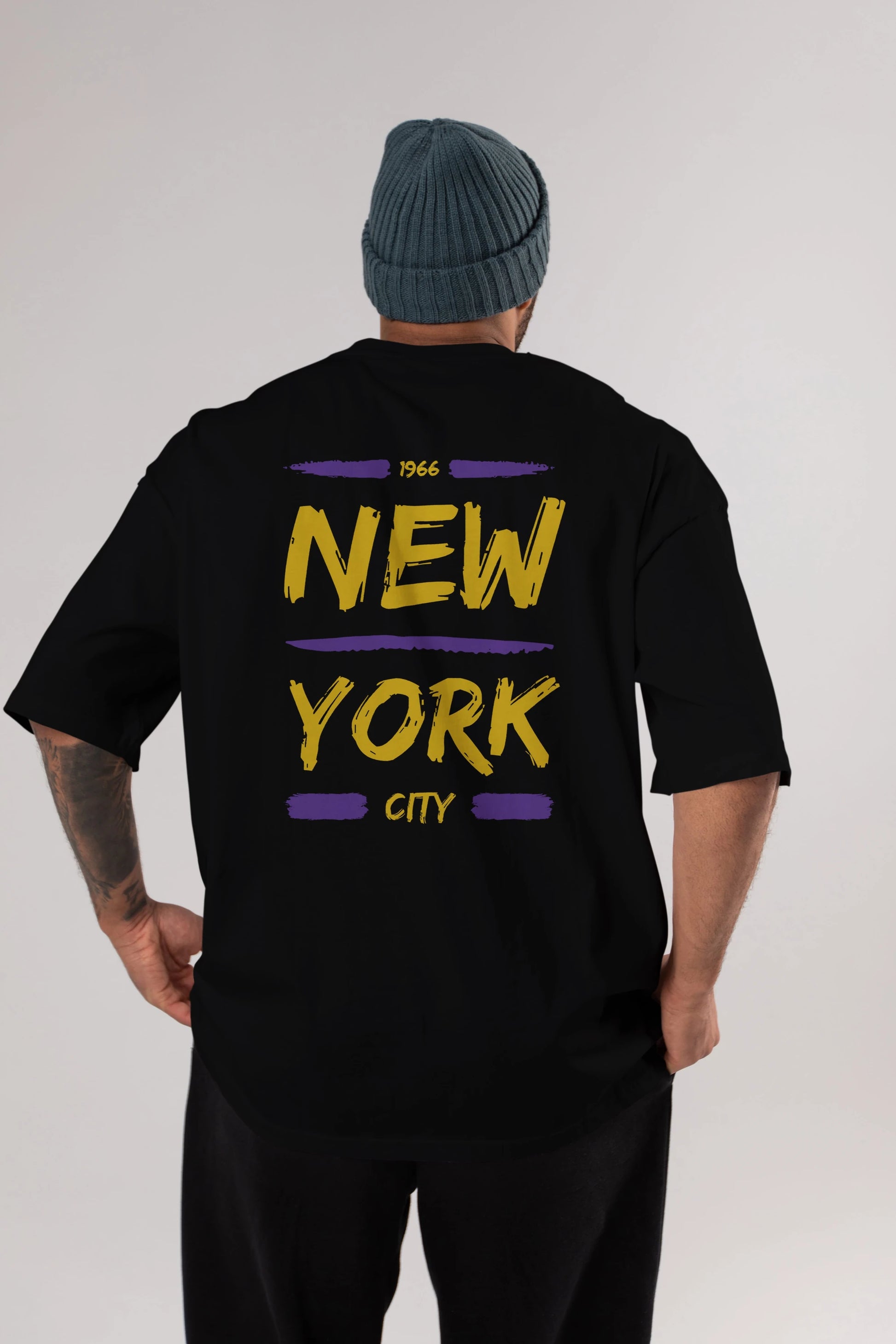 New York City 2 Arka Baskılı Oversize t-shirt Erkek Kadın Unisex