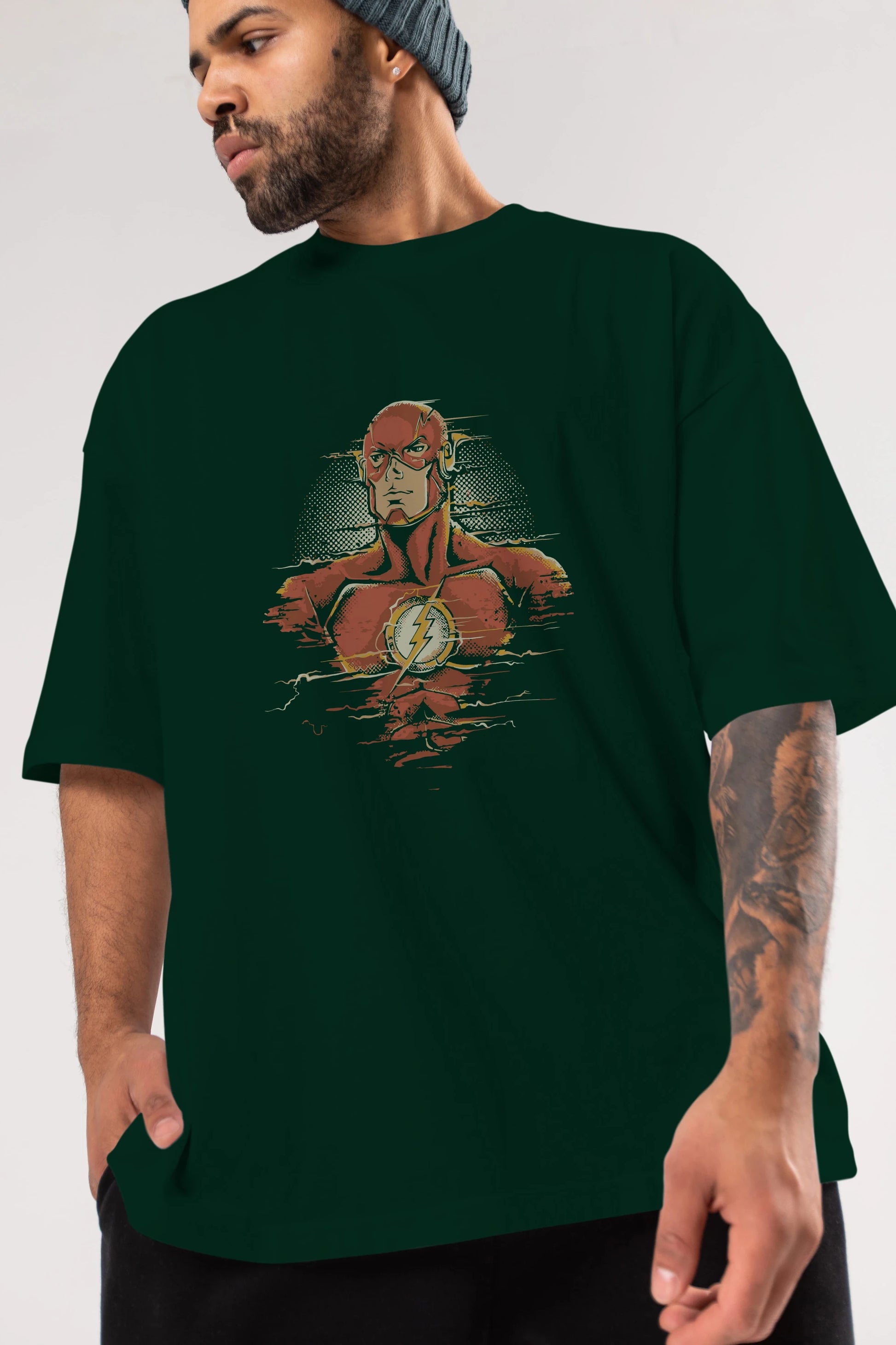 Flash Avengers Ön Baskılı Oversize t-shirt Erkek Kadın Unisex %100 Pamuk Bisiklet Yaka tişort