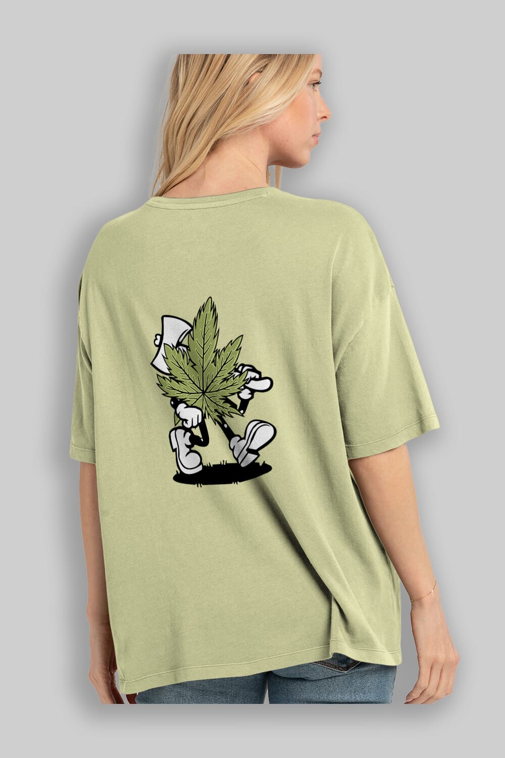 Weed Arka Baskılı Oversize t-shirt Erkek Kadın Unisex %100 Pamuk tişort