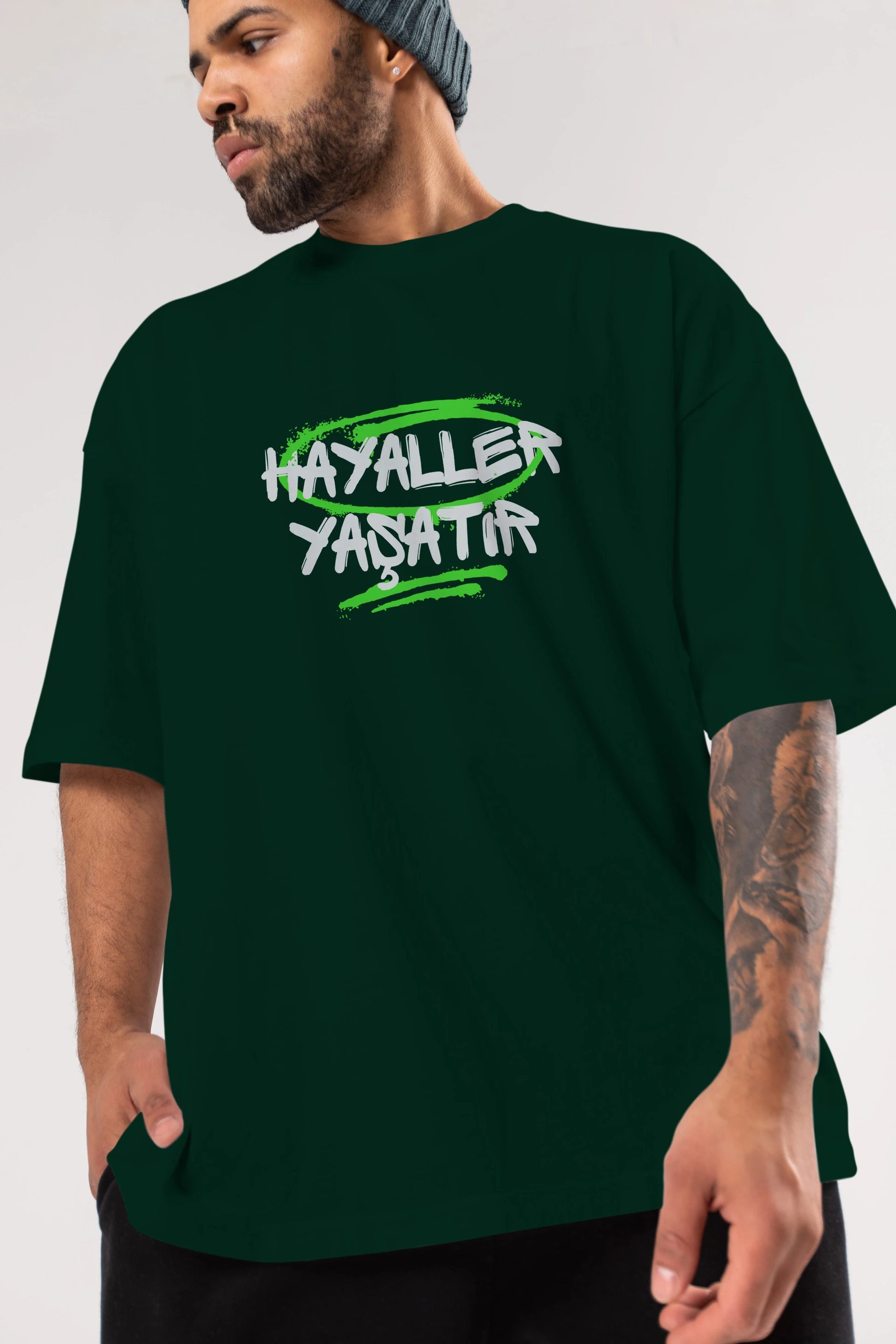 Hayaller Yaşatır Ön Baskılı Oversize t-shirt Erkek Kadın Unisex