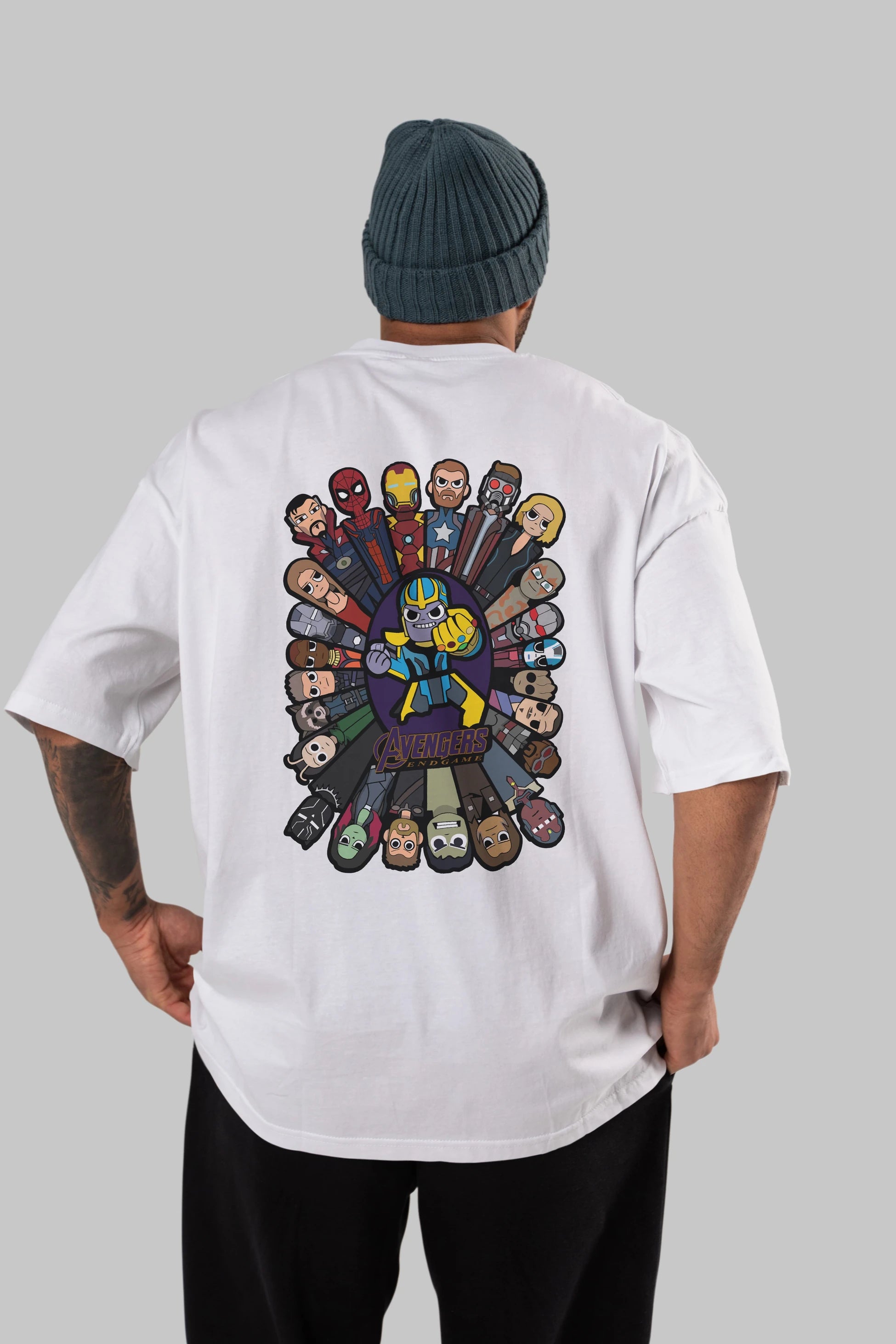The Avengers (2) Arka Baskılı Oversize t-shirt Erkek Kadın Unisex %100 Pamuk Bisiklet Yaka tişort