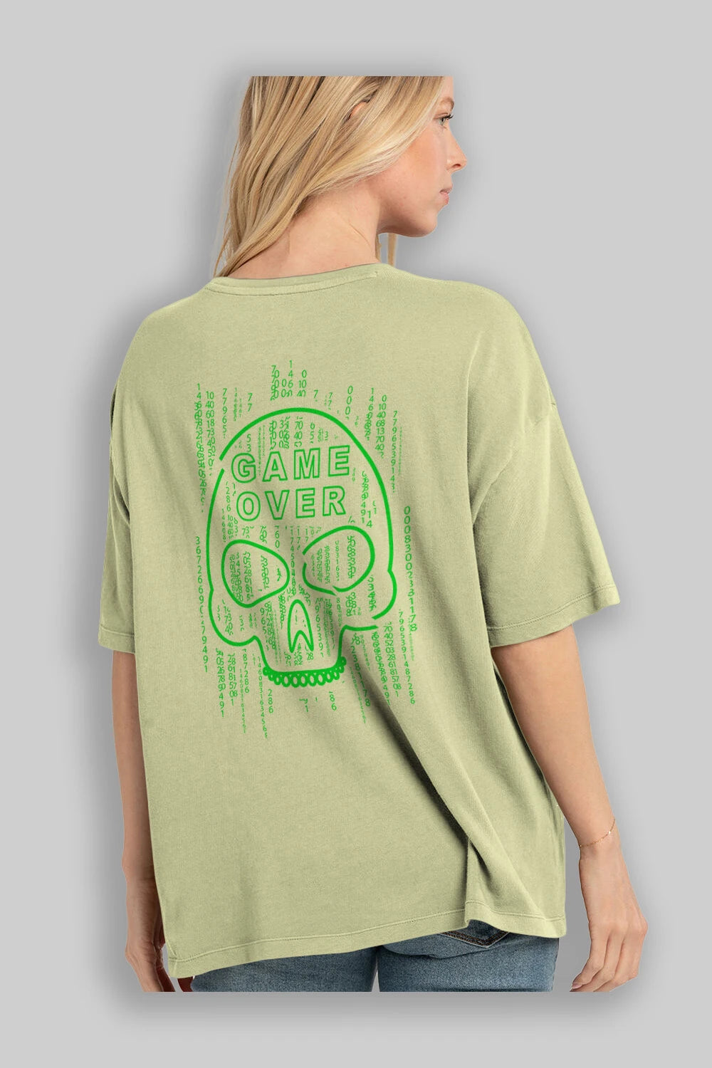 Game Over Arka Baskılı Oversize t-shirt Erkek Kadın Unisex
