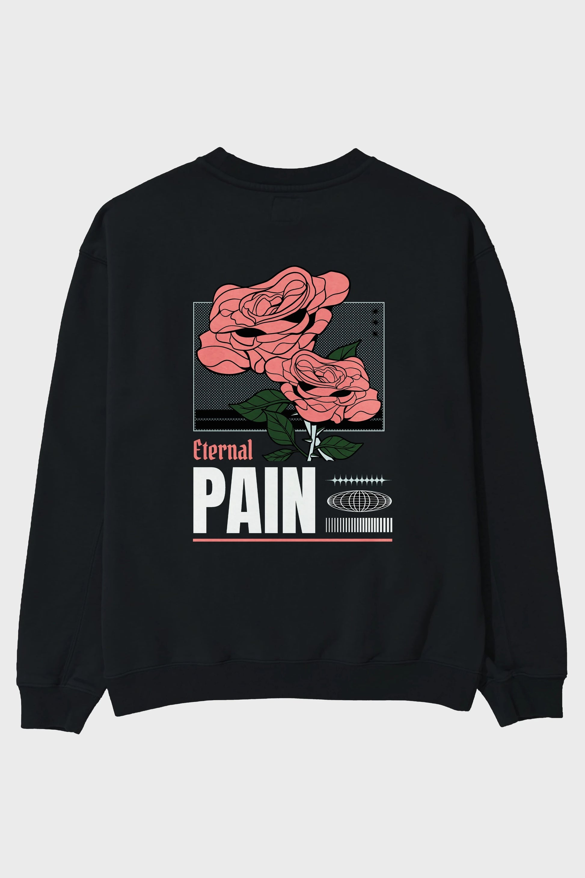Eternal Pain Arka Baskılı Oversize Sweatshirt Erkek Kadın Unisex
