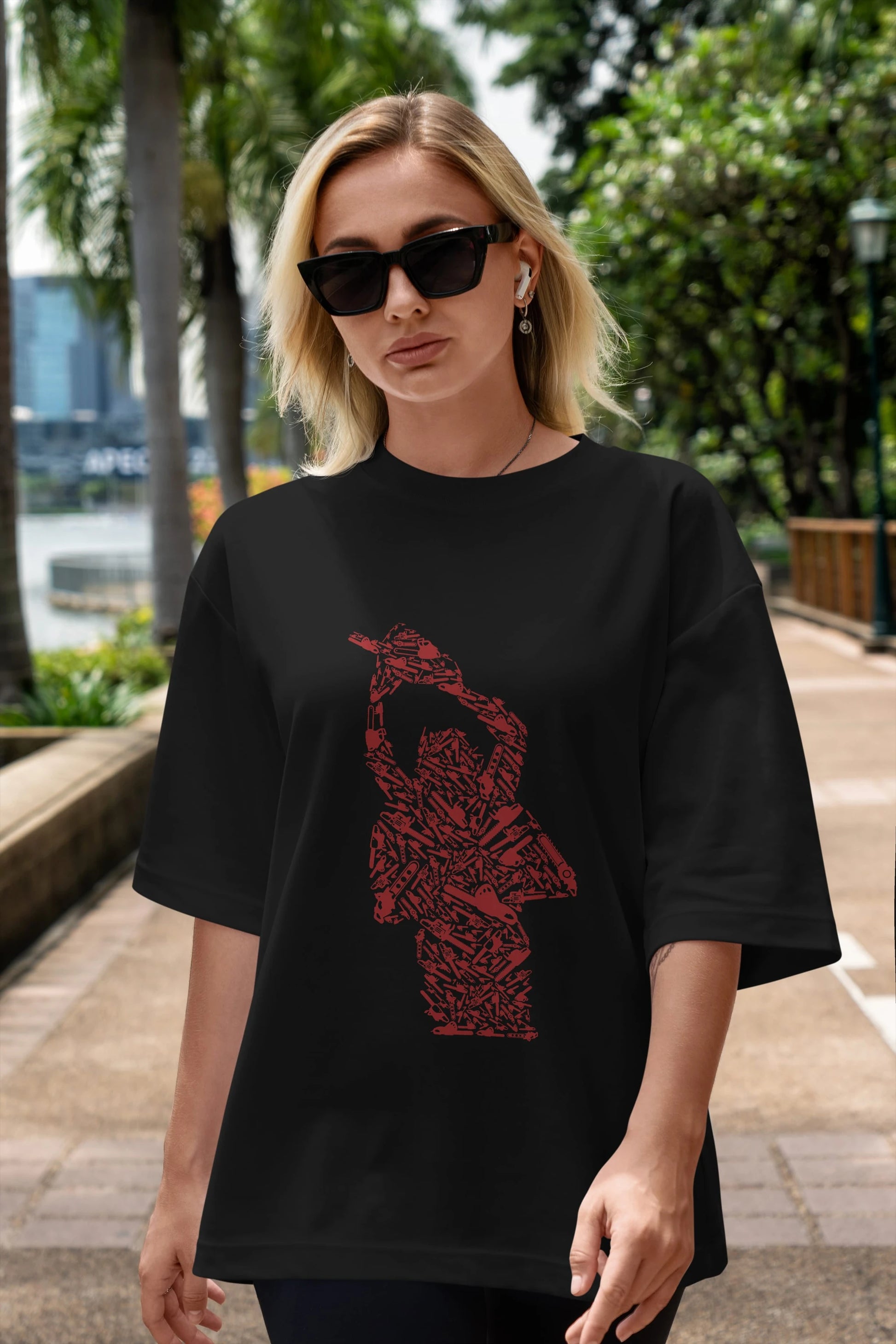 Chainsaw Ön Baskılı Oversize t-shirt %100 pamuk Erkek Kadın Unisex