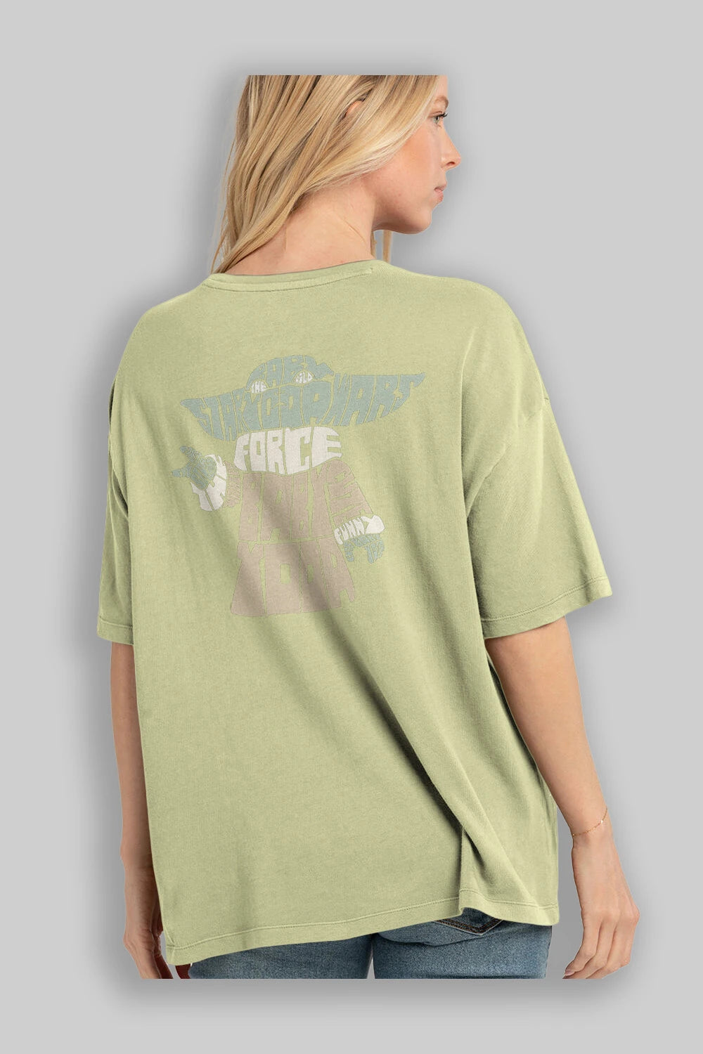 Baby Yoda Arka Baskılı Oversize t-shirt %100 pamuk Erkek Kadın Unisex