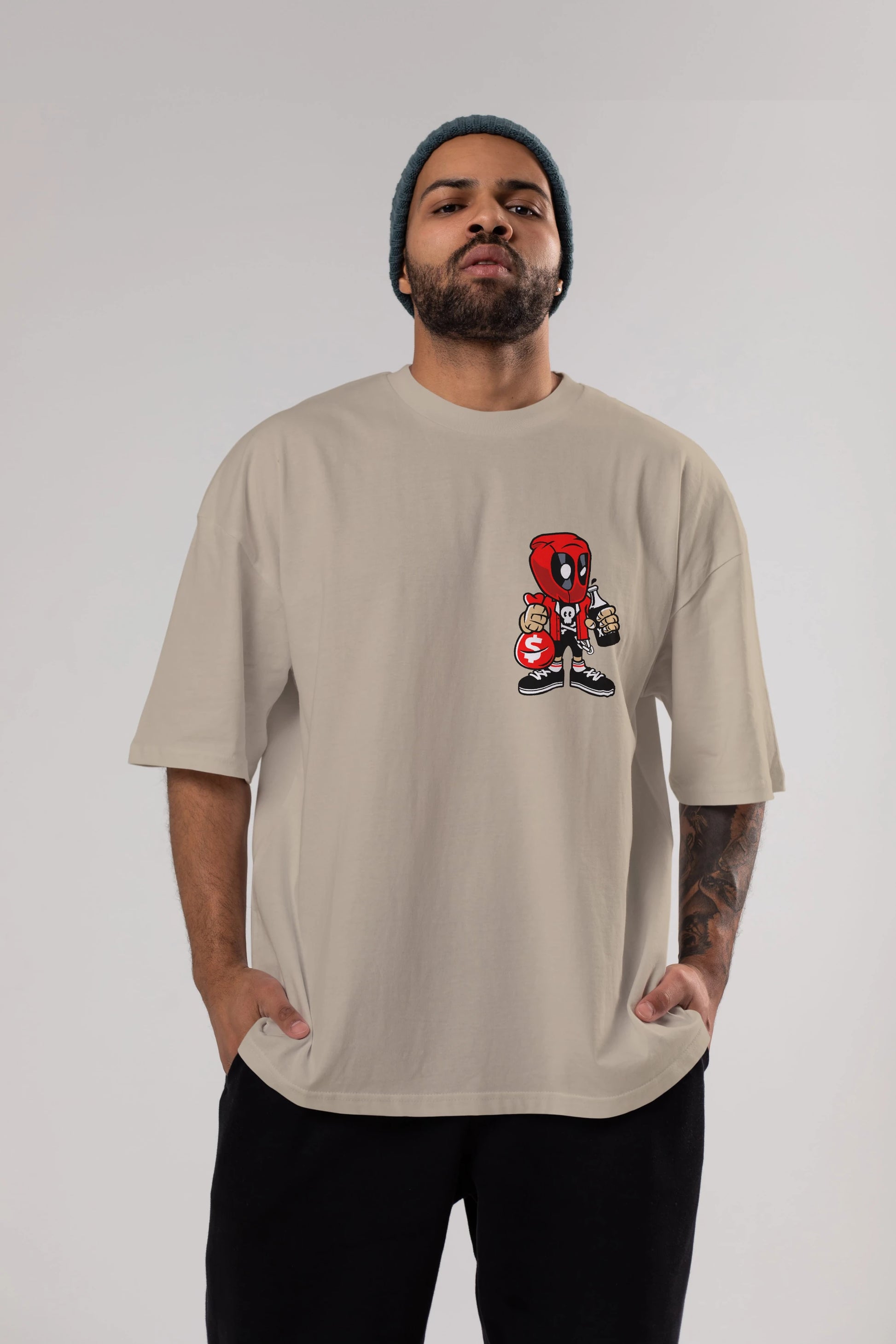 Deadpool (20) Ön Sol Baskılı Oversize t-shirt Erkek Kadın Unisex %100 Pamuk Bisiklet Yaka tişort