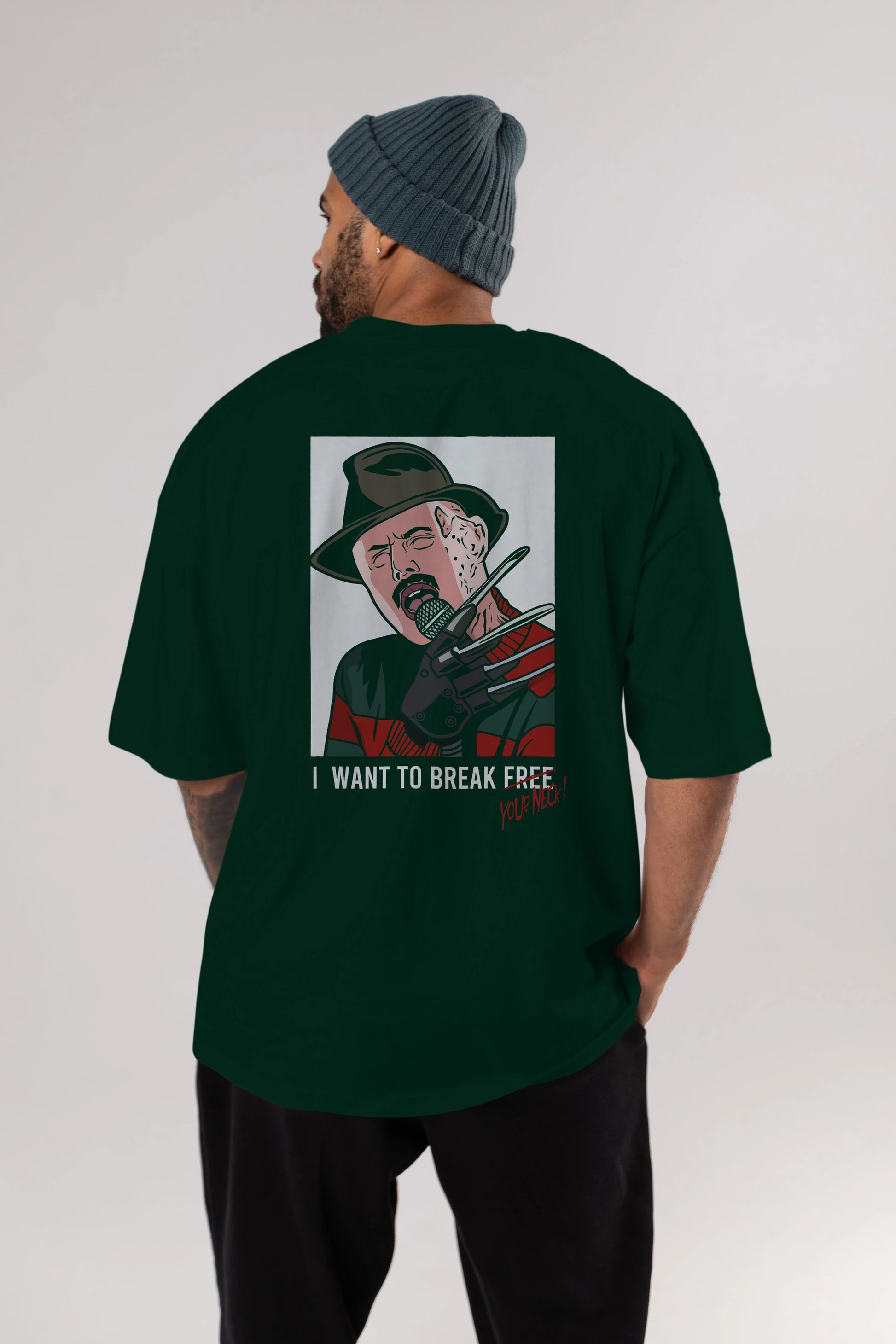 Freddy Merkrueger Arka Baskılı Oversize t-shirt Erkek Kadın Unisex %100 Pamuk tişort