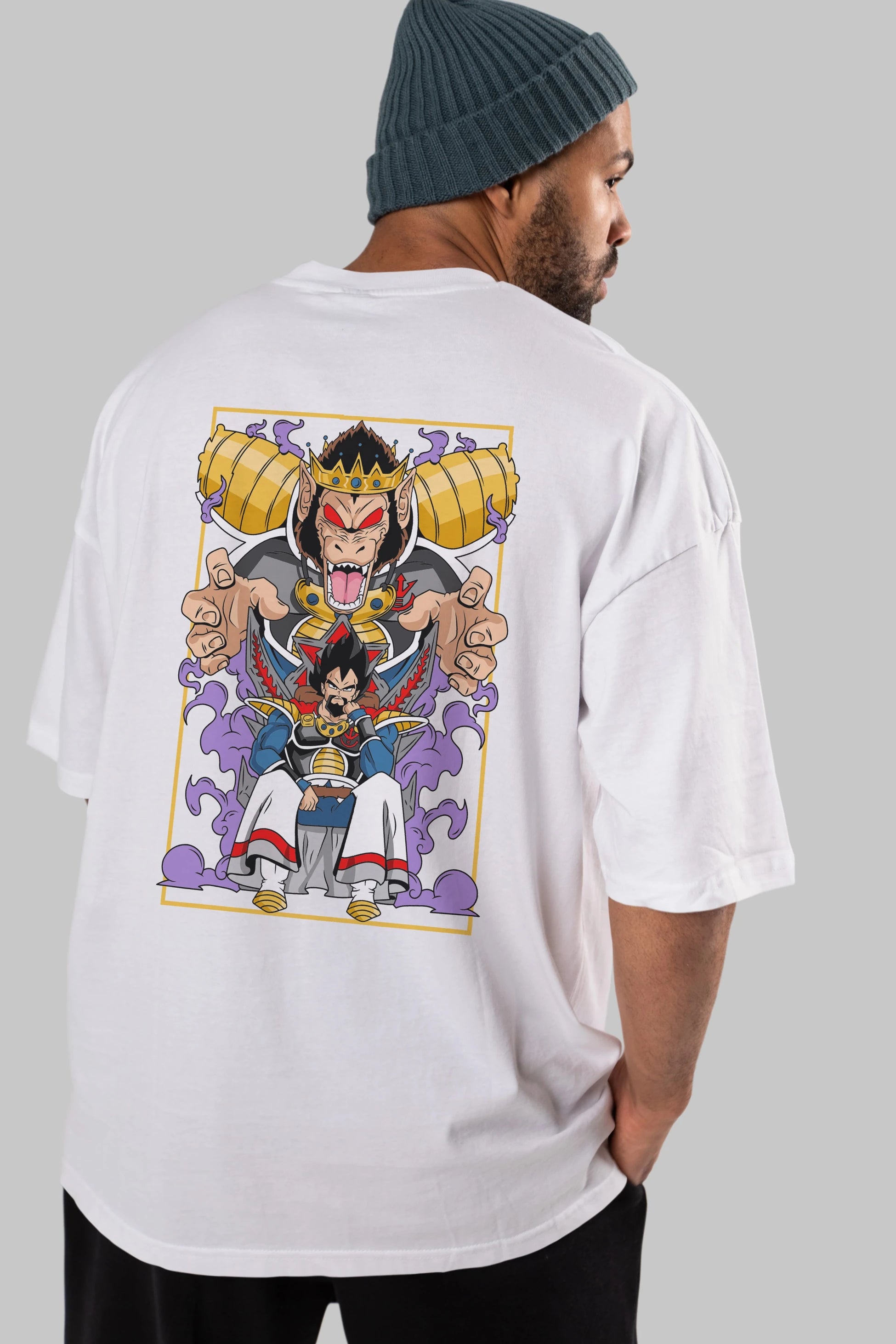 DragonBall ReyVegeta Anime Arka Baskılı Oversize t-shirt Erkek Kadın Unisex
