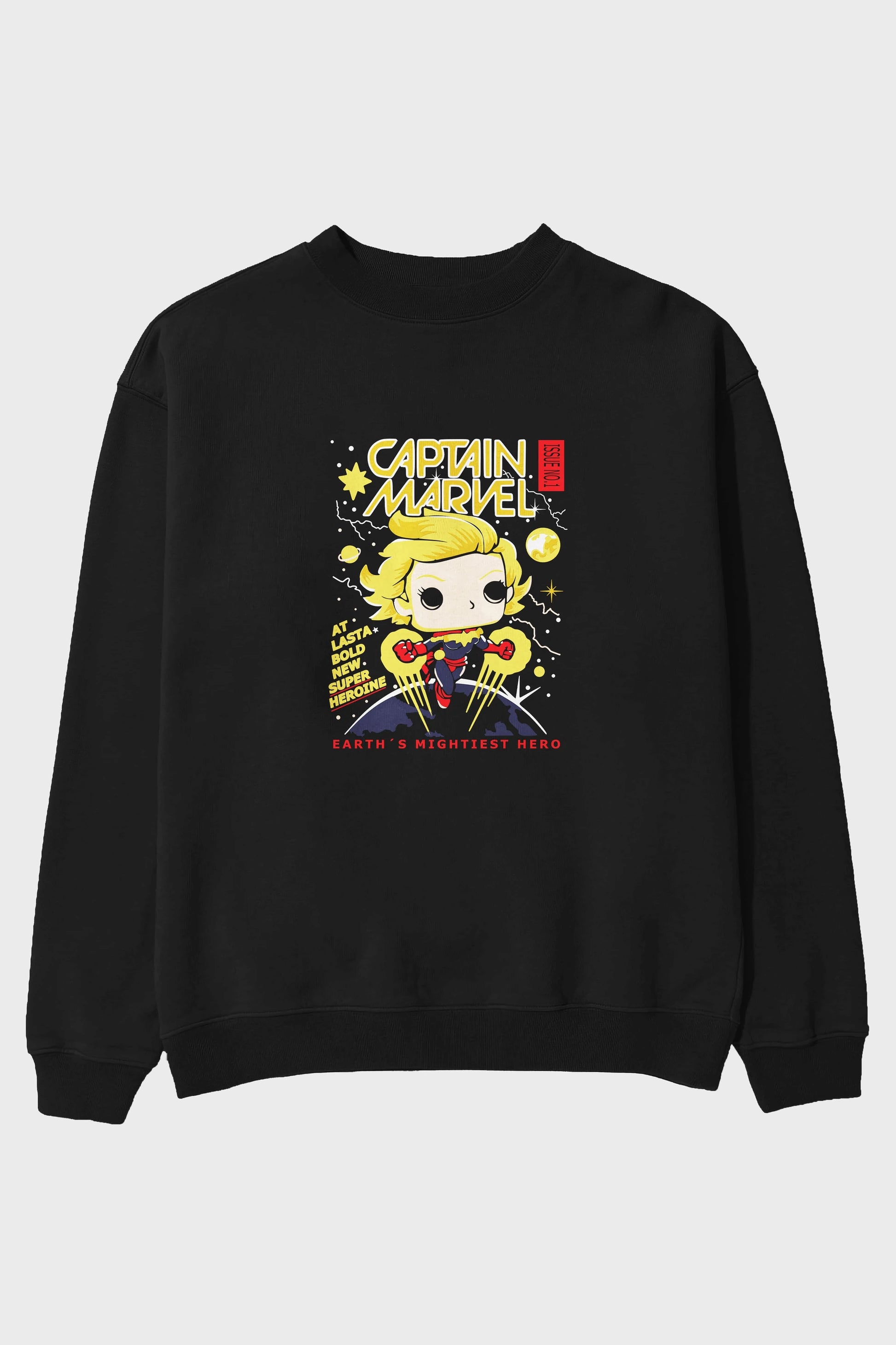 Captain Marvel Ön Baskılı Oversize Sweatshirt Erkek Kadın Unisex