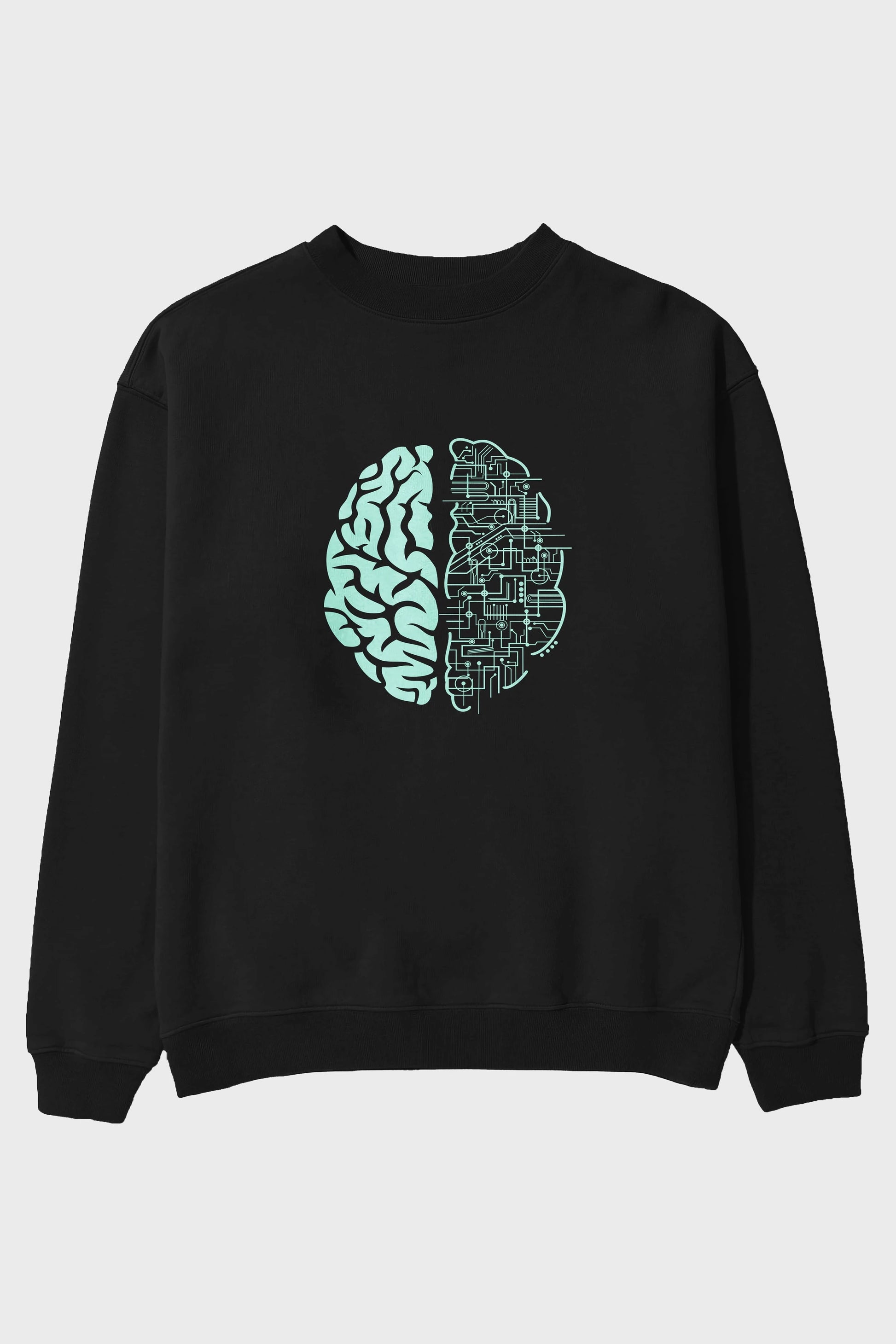 Electric Brain Ön Baskılı Oversize Sweatshirt Erkek Kadın Unisex