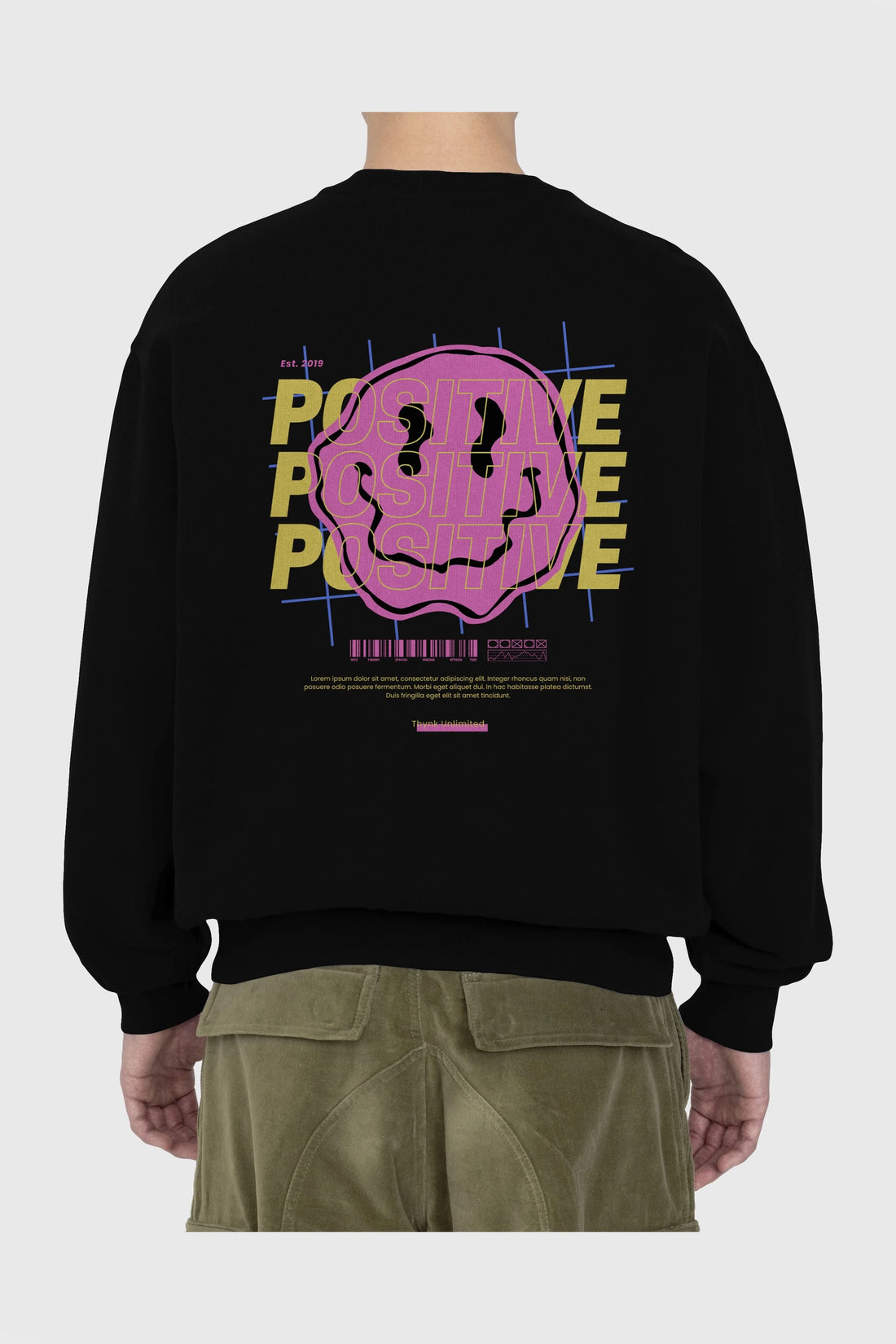 Positive 2 Arka Baskılı Oversize Sweatshirt Erkek Kadın Unisex