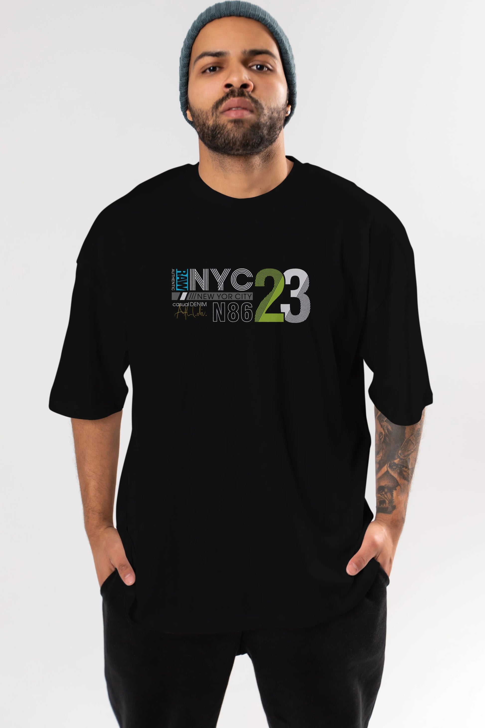NYC 23 Ön Baskılı Oversize t-shirt Erkek Kadın Unisex