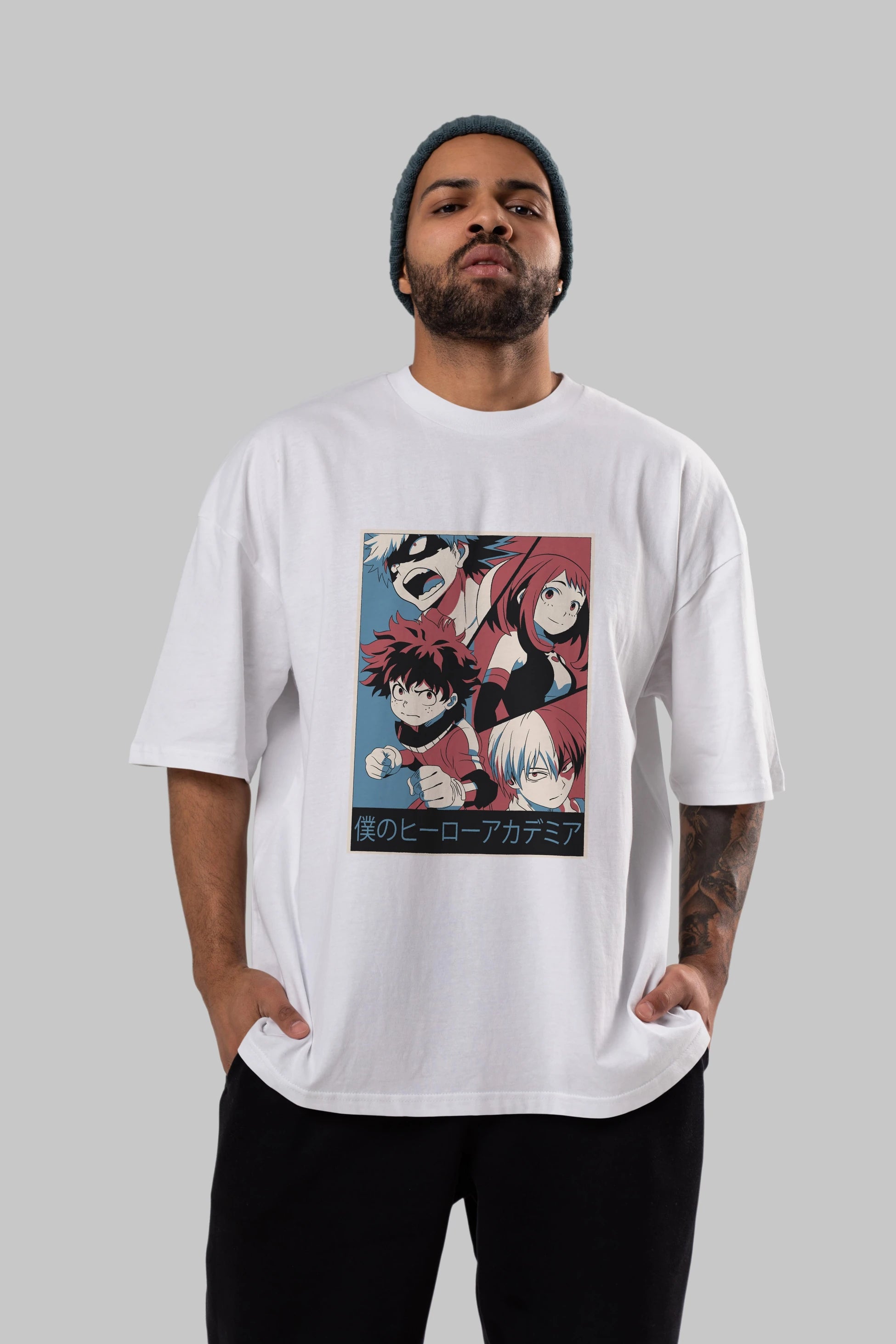 BokuNoHero Anime Ön Baskılı Oversize t-shirt %100 pamuk Erkek Kadın Unisex