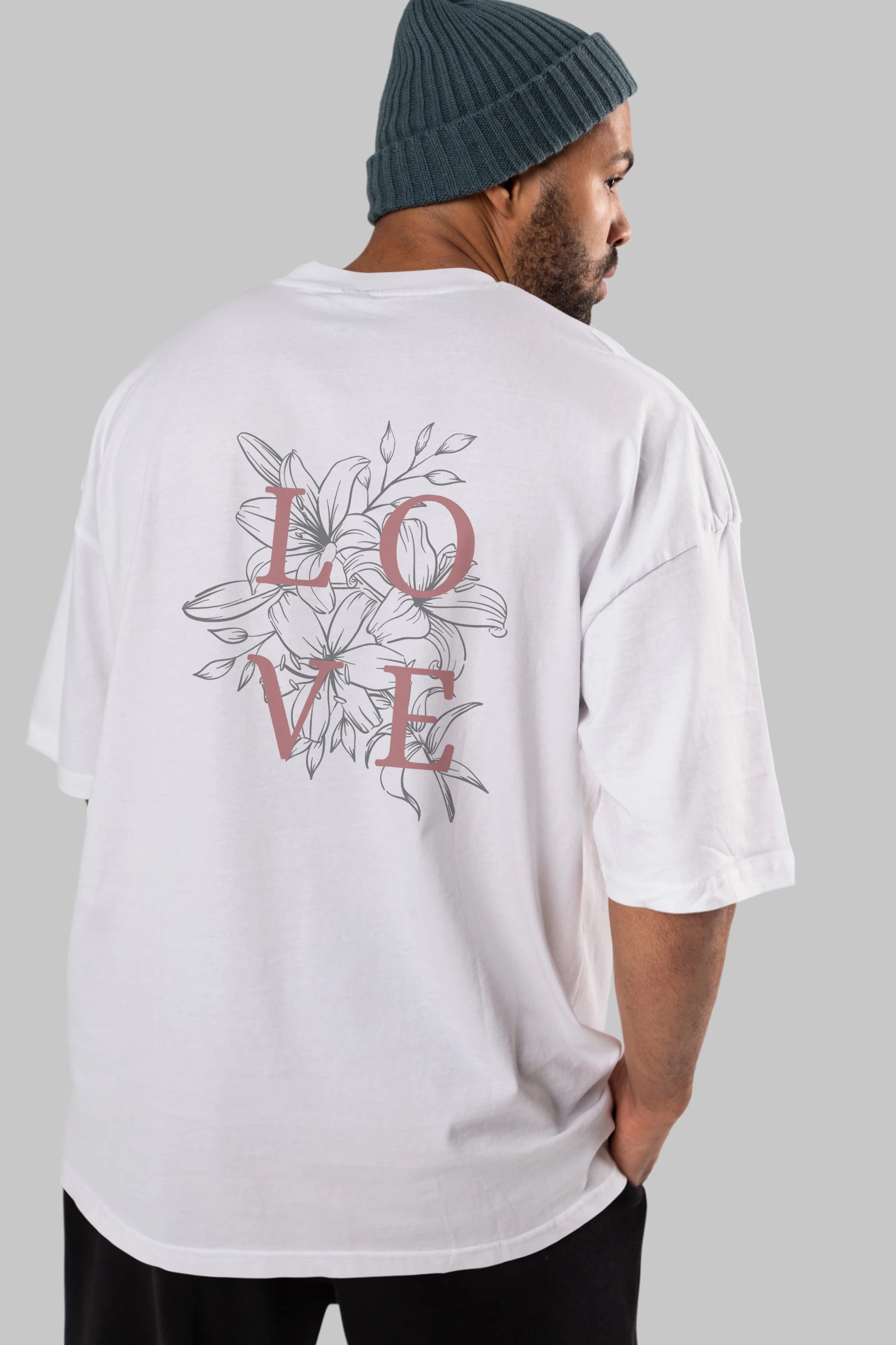 Love Yazılı Arka Baskılı Oversize t-shirt Erkek Kadın Unisex