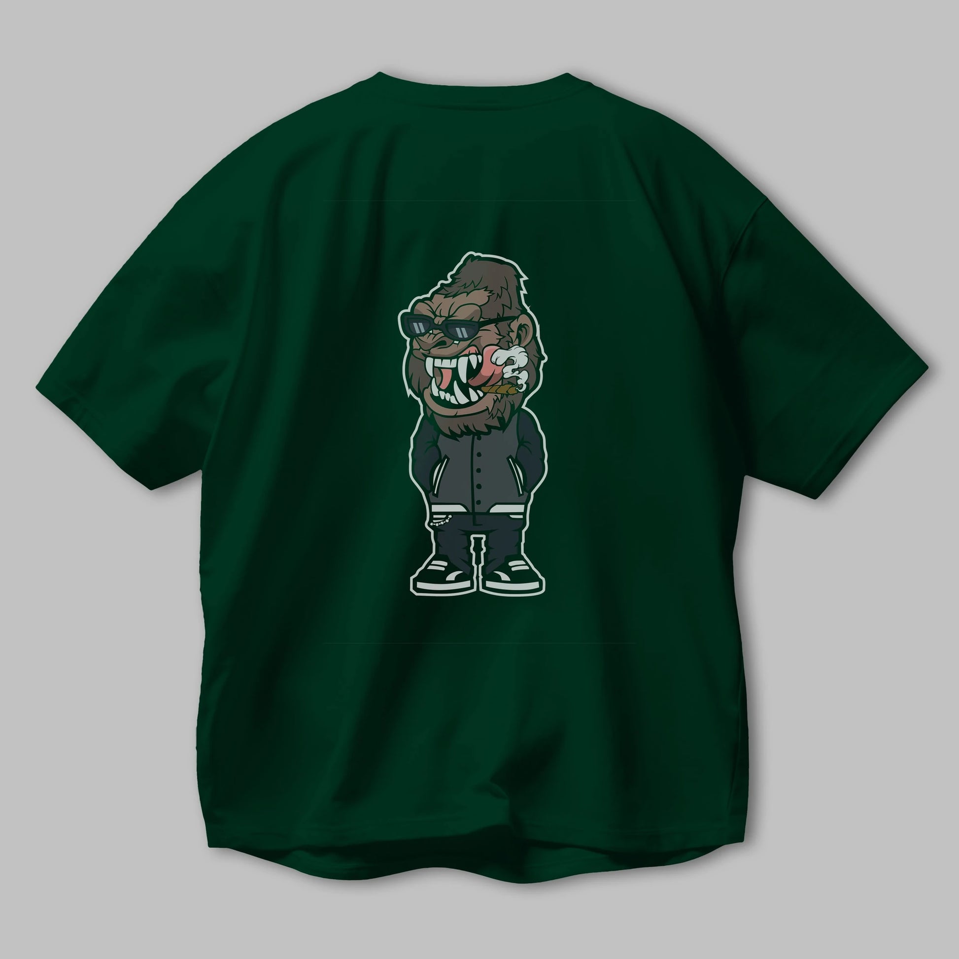 Gorilla Street Style Arka Baskılı Oversize t-shirt Erkek Kadın Unisex %100 Pamuk tişort