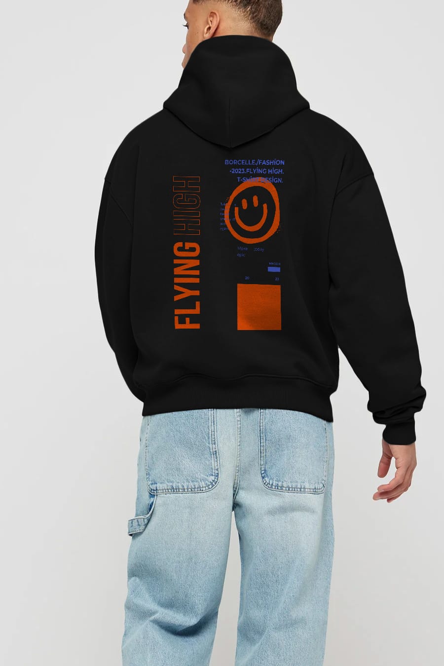 Flying High Yazılı Arka Baskılı Oversize Hoodie Kapüşonlu Sweatshirt Erkek Kadın Unisex