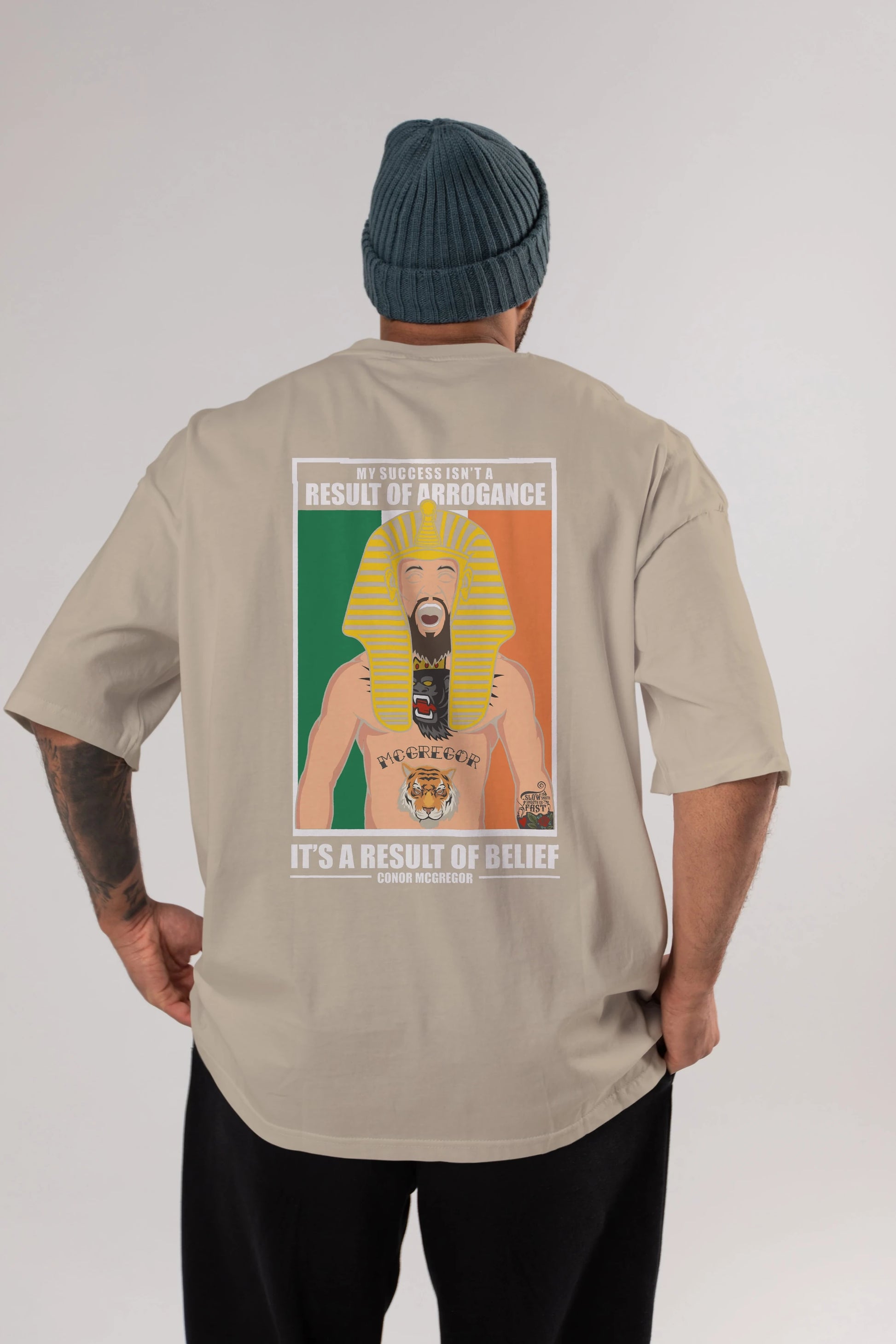 McGregor Pharaoh Arka Baskılı Oversize t-shirt Erkek Kadın Unisex %100 Pamuk tişort