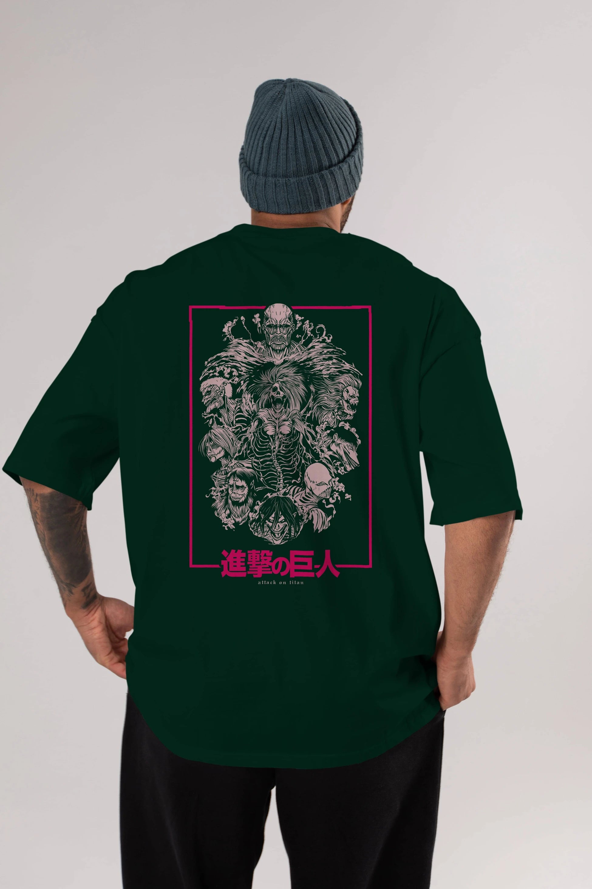 ATTACK ON TITANS Anime Arka Baskılı Oversize t-shirt Erkek Kadın Unisex