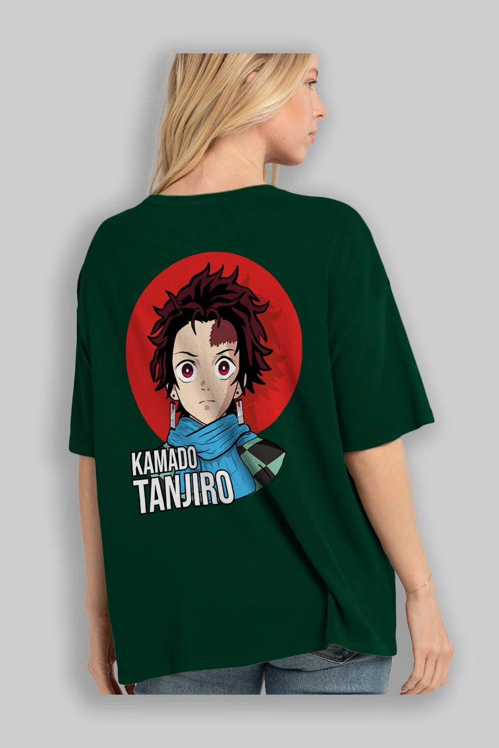 TANJIRO KAMADO Anime Arka Baskılı Oversize t-shirt Erkek Kadın Unisex