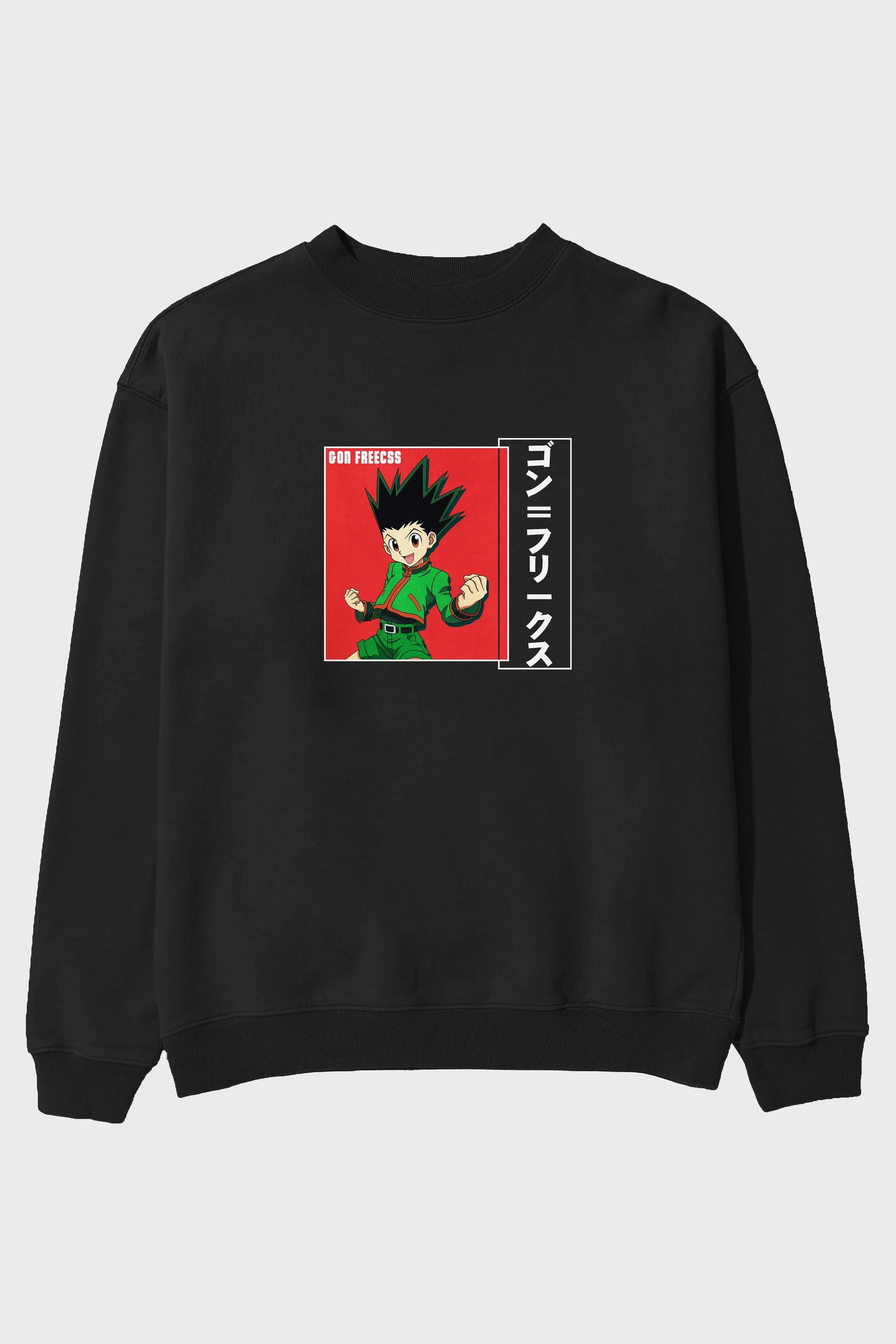 Gon Freecss HUNTER X HUNTER 5 Anime Ön Baskılı Oversize Sweatshirt Erkek Kadın Unisex