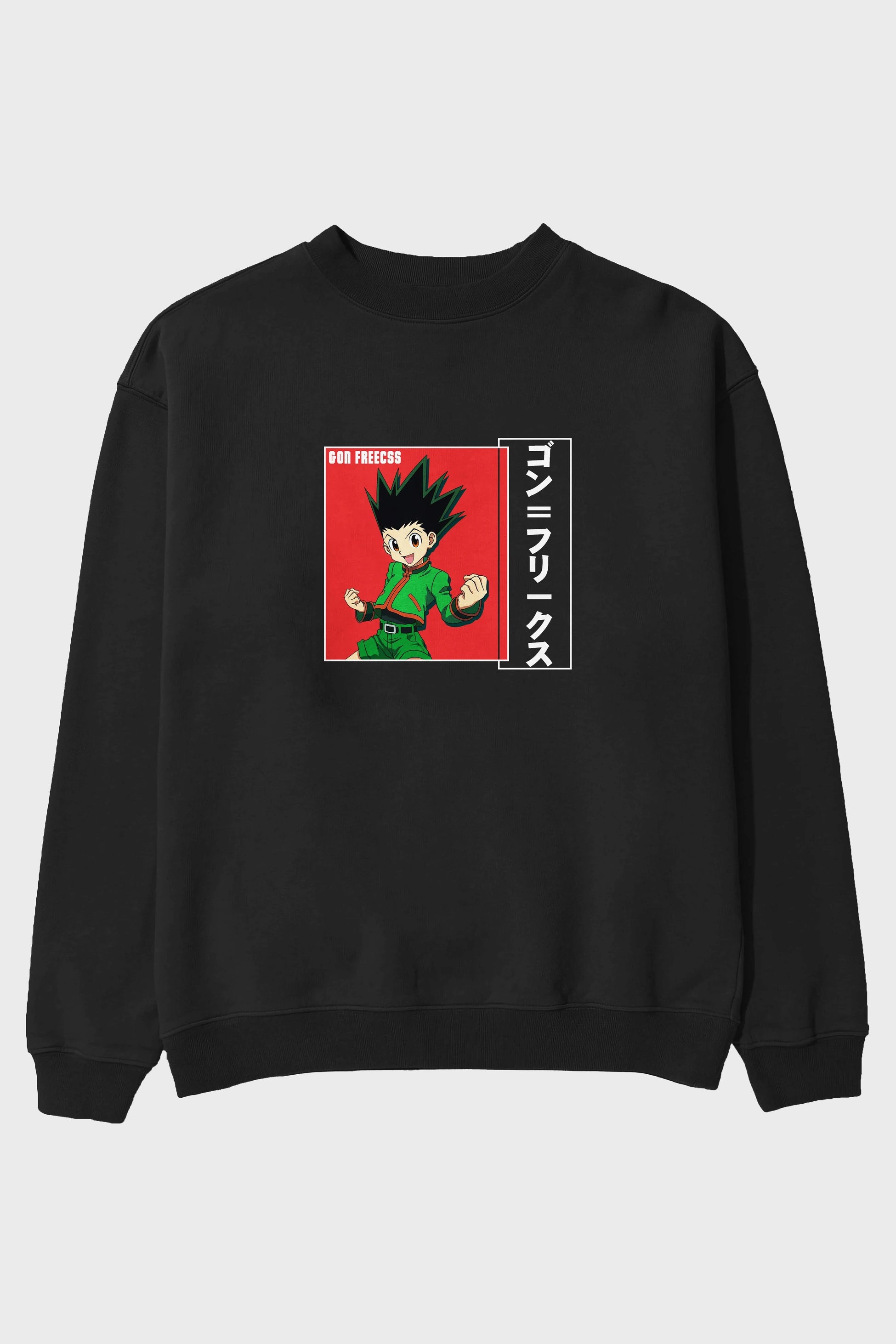 Gon Freecss HUNTER X HUNTER 5 Anime Ön Baskılı Oversize Sweatshirt Erkek Kadın Unisex
