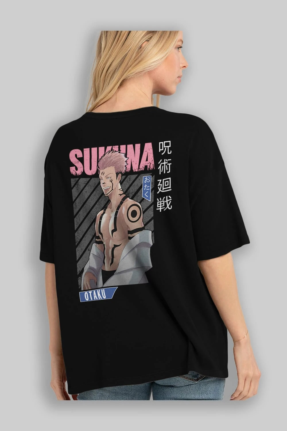 Sukuna Ryoumen Anime Arka Baskılı Oversize t-shirt Erkek Kadın Unisex