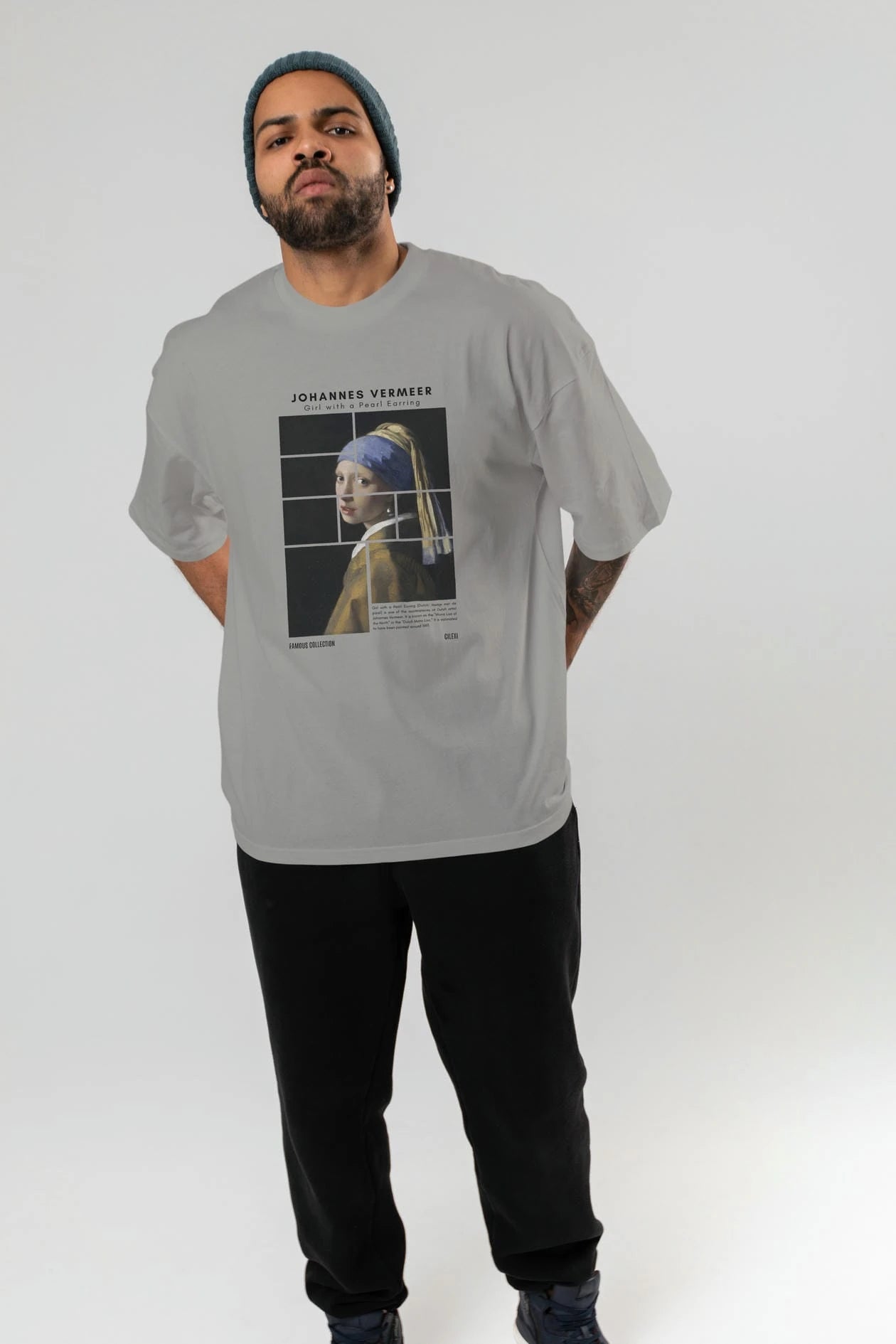 Johannes Vermeer ön Baskılı Oversize t-shirt Erkek Kadın Bisiklet Yaka Pamuk tişort