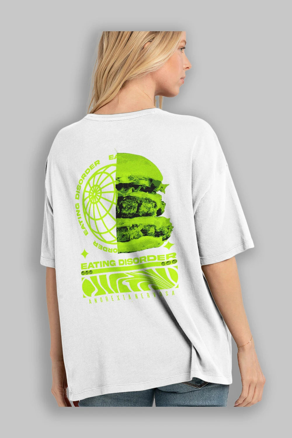 Eating Disorder Arka Baskılı Oversize t-shirt Erkek Kadın Unisex