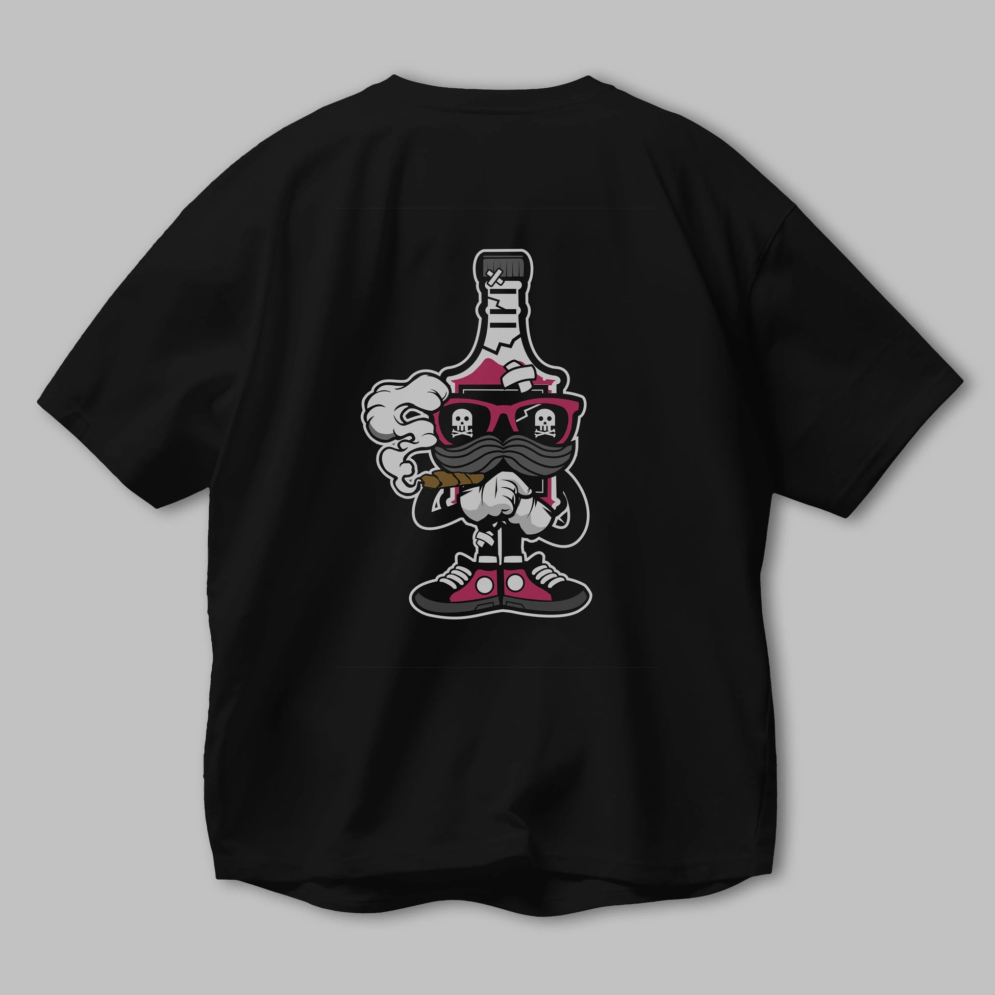 Vodka Bottle Arka Baskılı Oversize t-shirt Erkek Kadın Unisex %100 Pamuk tişort