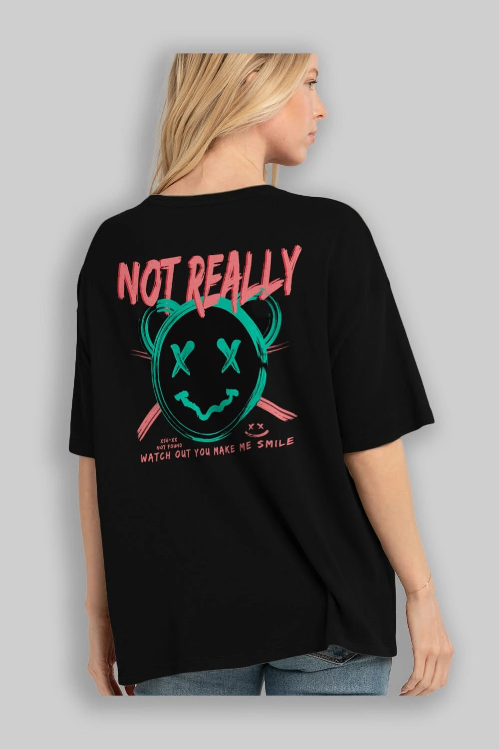 Not Really Bear Arka Baskılı Oversize t-shirt Erkek Kadın Unisex