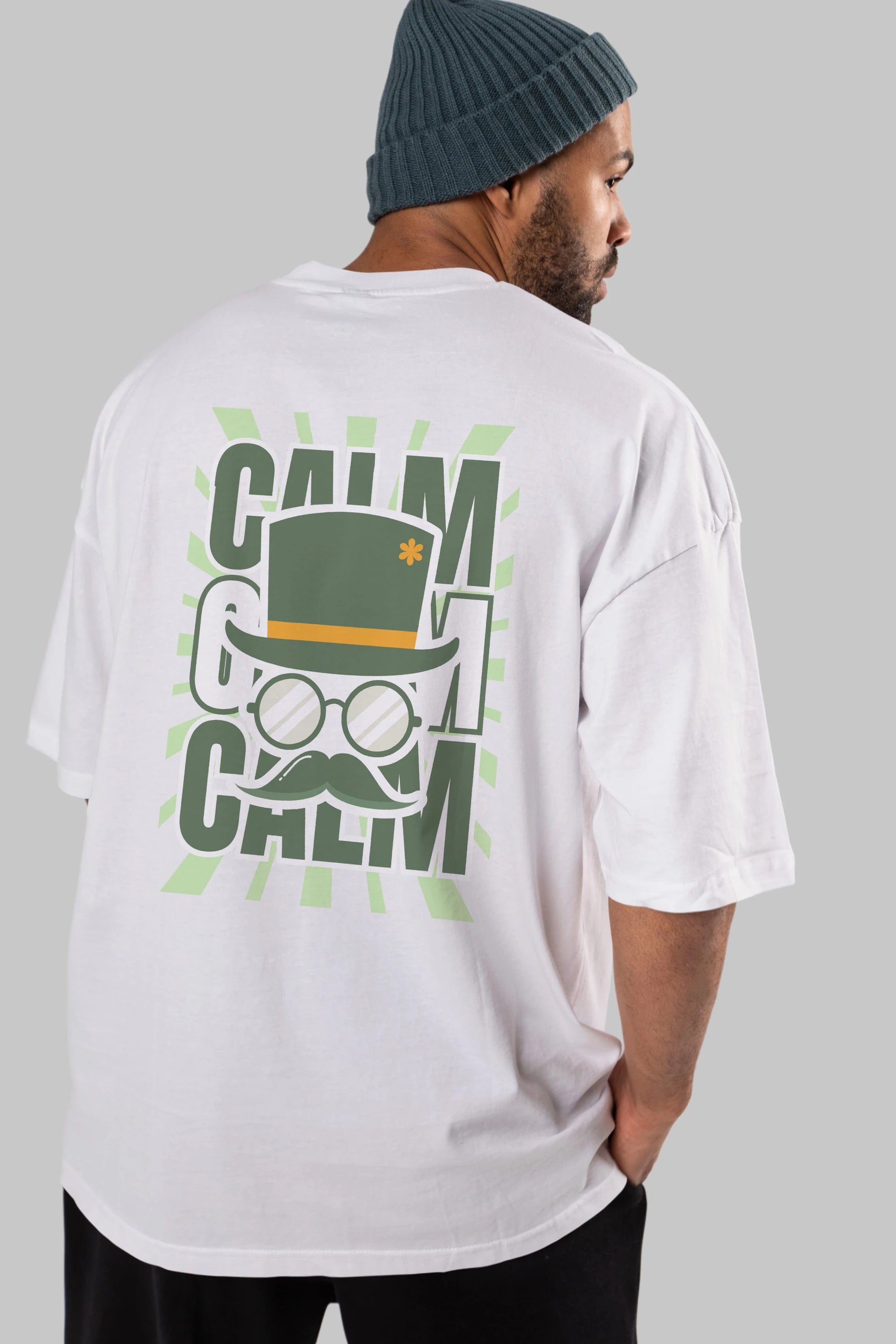 Calm Yazılı Arka Baskılı Oversize t-shirt Erkek Kadın Unisex