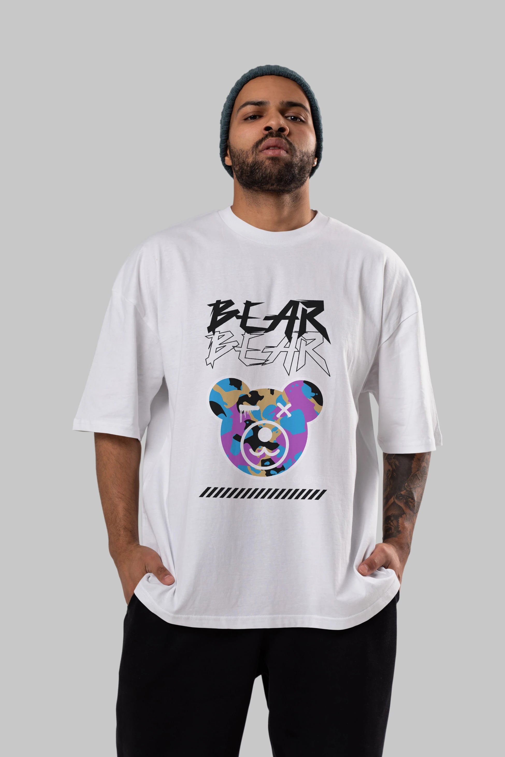 Bear Bear Ön Baskılı Oversize t-shirt Erkek Kadın Unisex