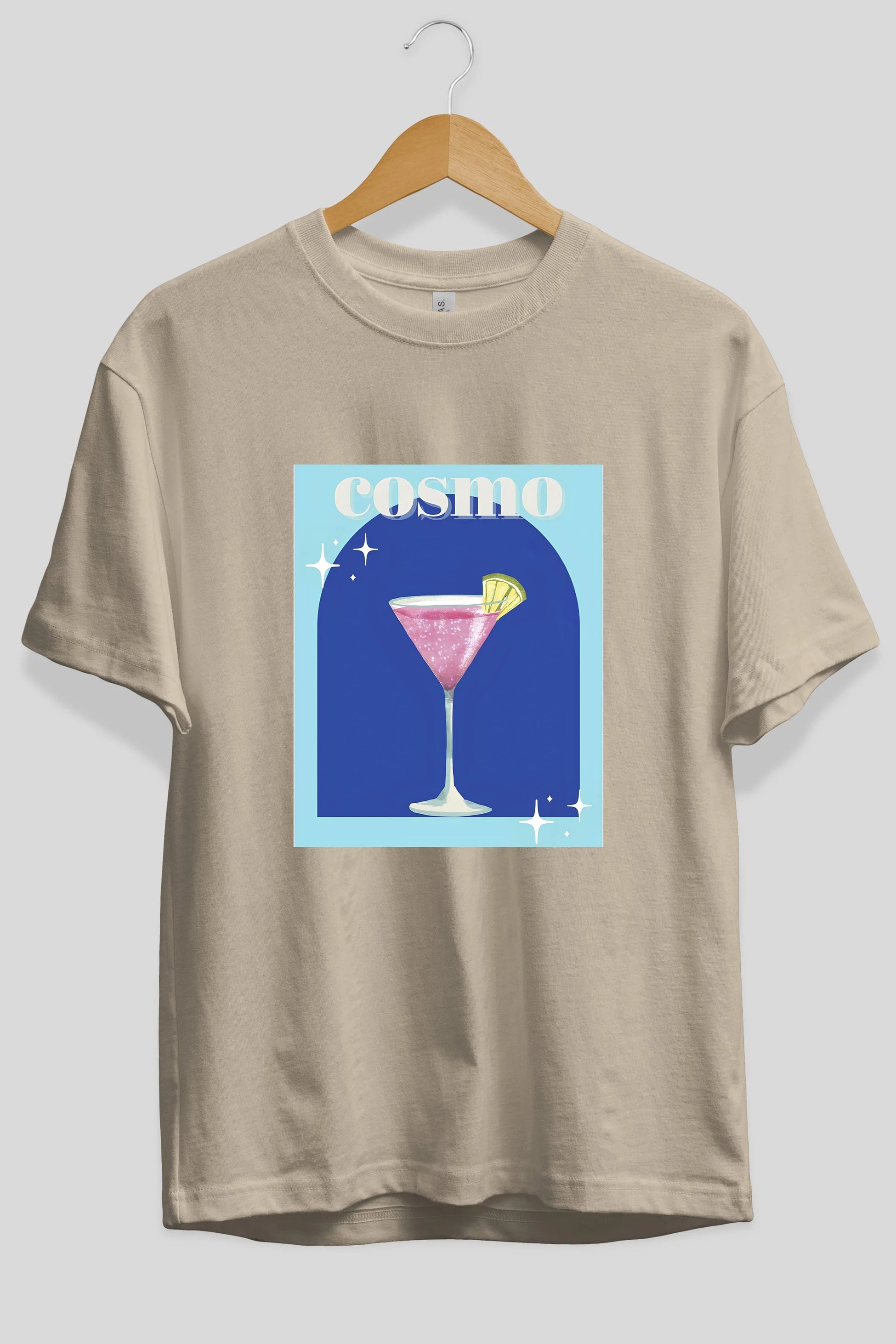 Cosmopolitan 2 Ön Baskılı Oversize t-shirt Erkek Kadın Unisex %100 Pamuk Bisiklet Yaka tişort