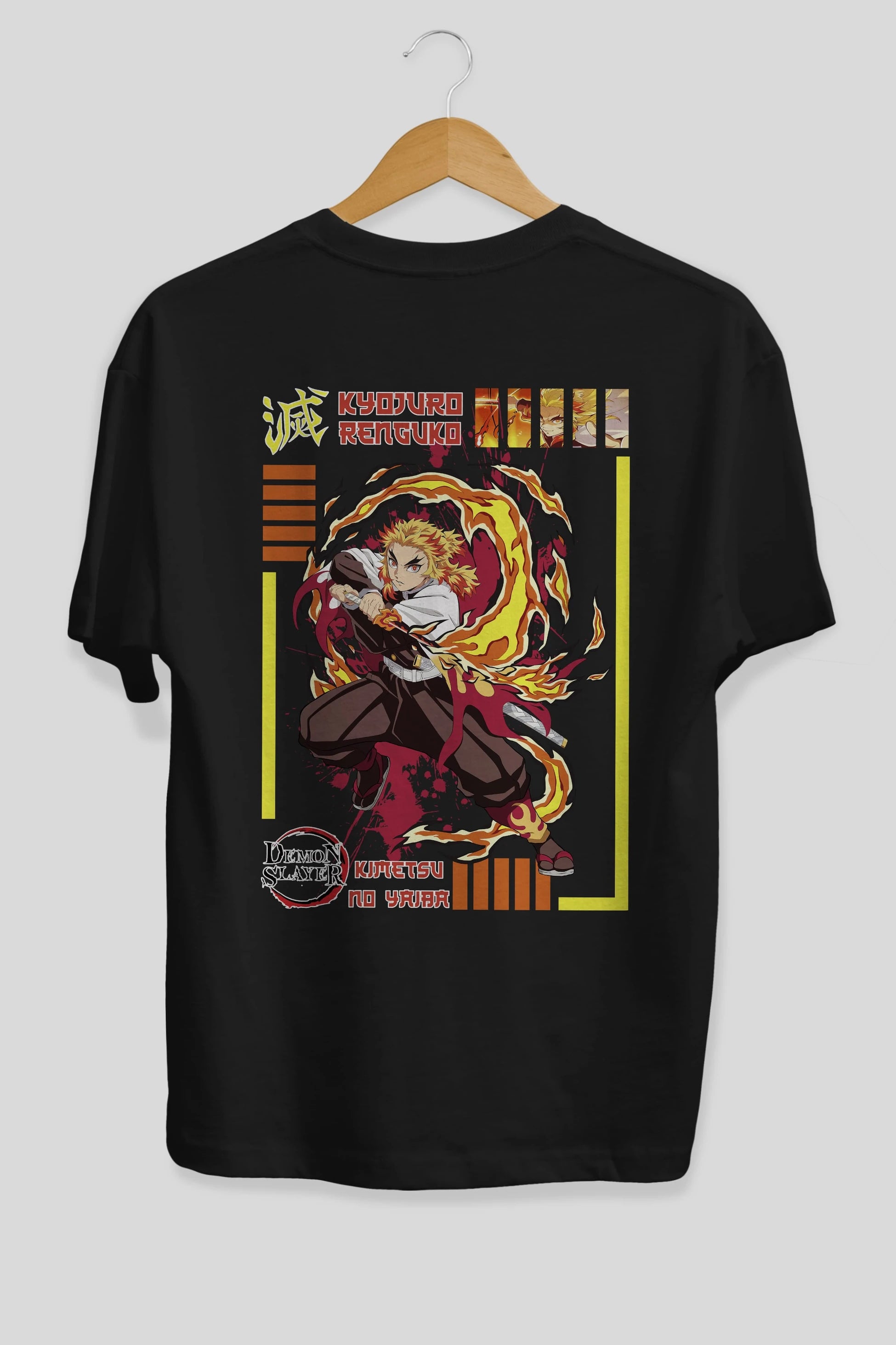 KYOJURO RENGOKU Anime Arka Baskılı Oversize t-shirt Erkek Kadın Unisex