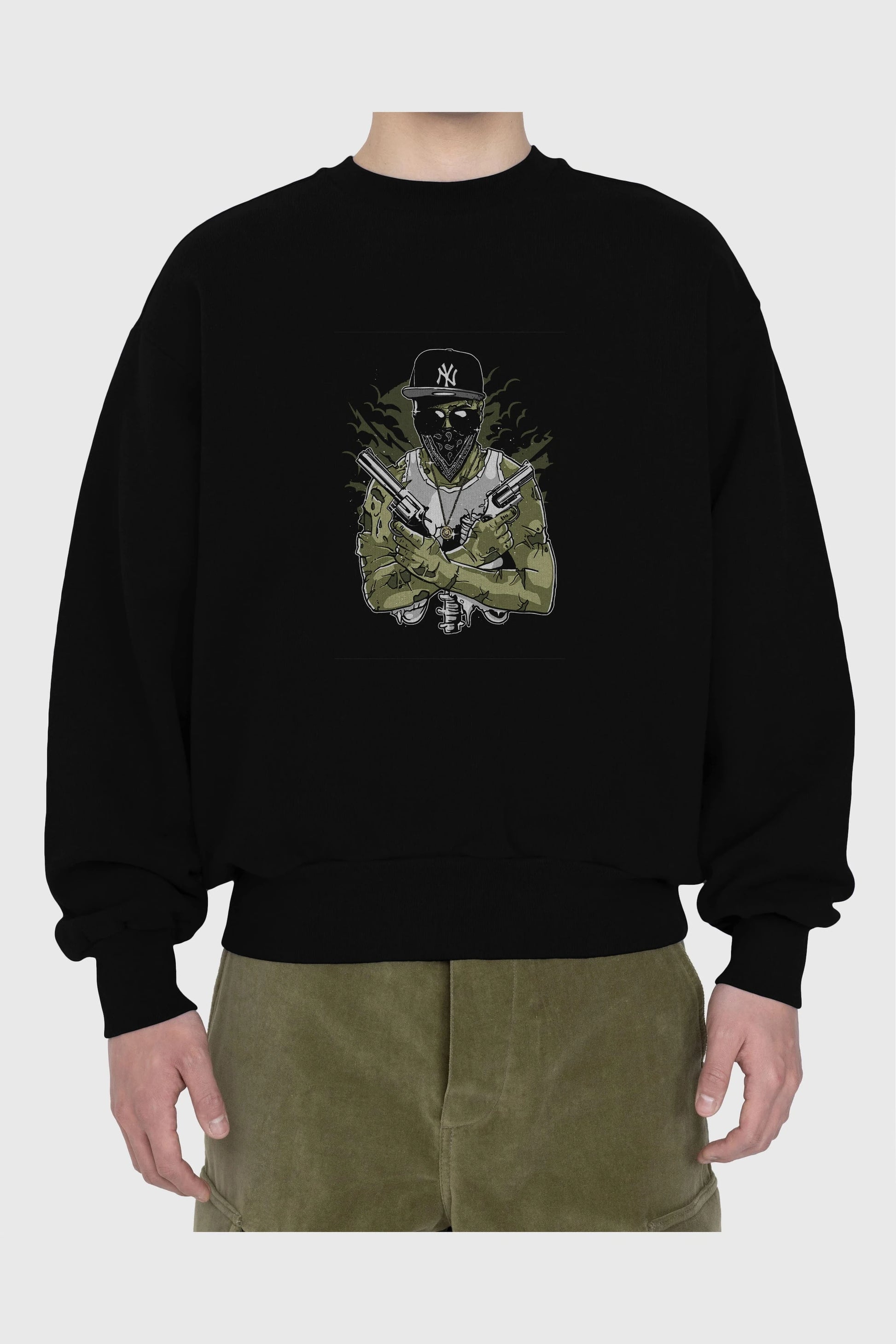 Gangsta Zombie Ön Baskılı Oversize Sweatshirt Erkek Kadın Unisex