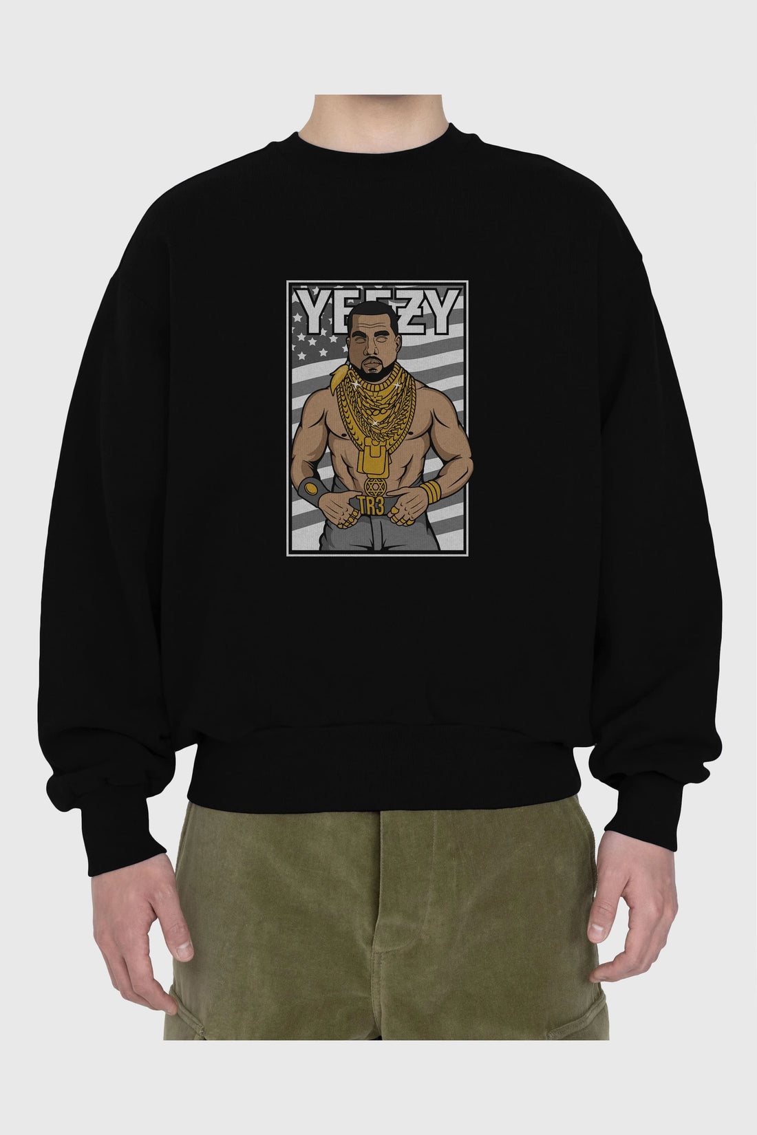 Mr.T Ön Baskılı Oversize Sweatshirt Erkek Kadın Unisex