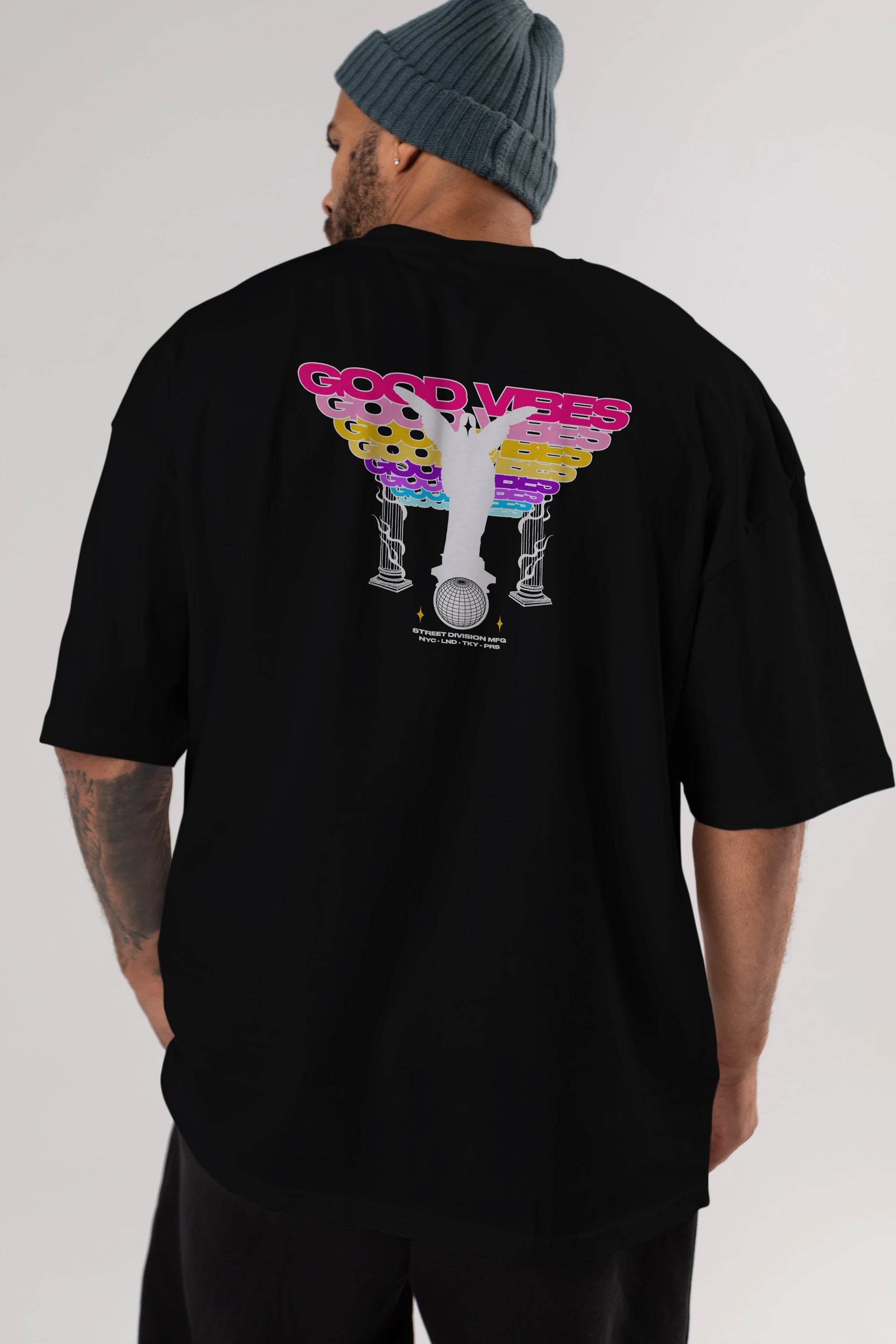 Good Vibes Arka Baskılı Oversize t-shirt Erkek Kadın Unisex
