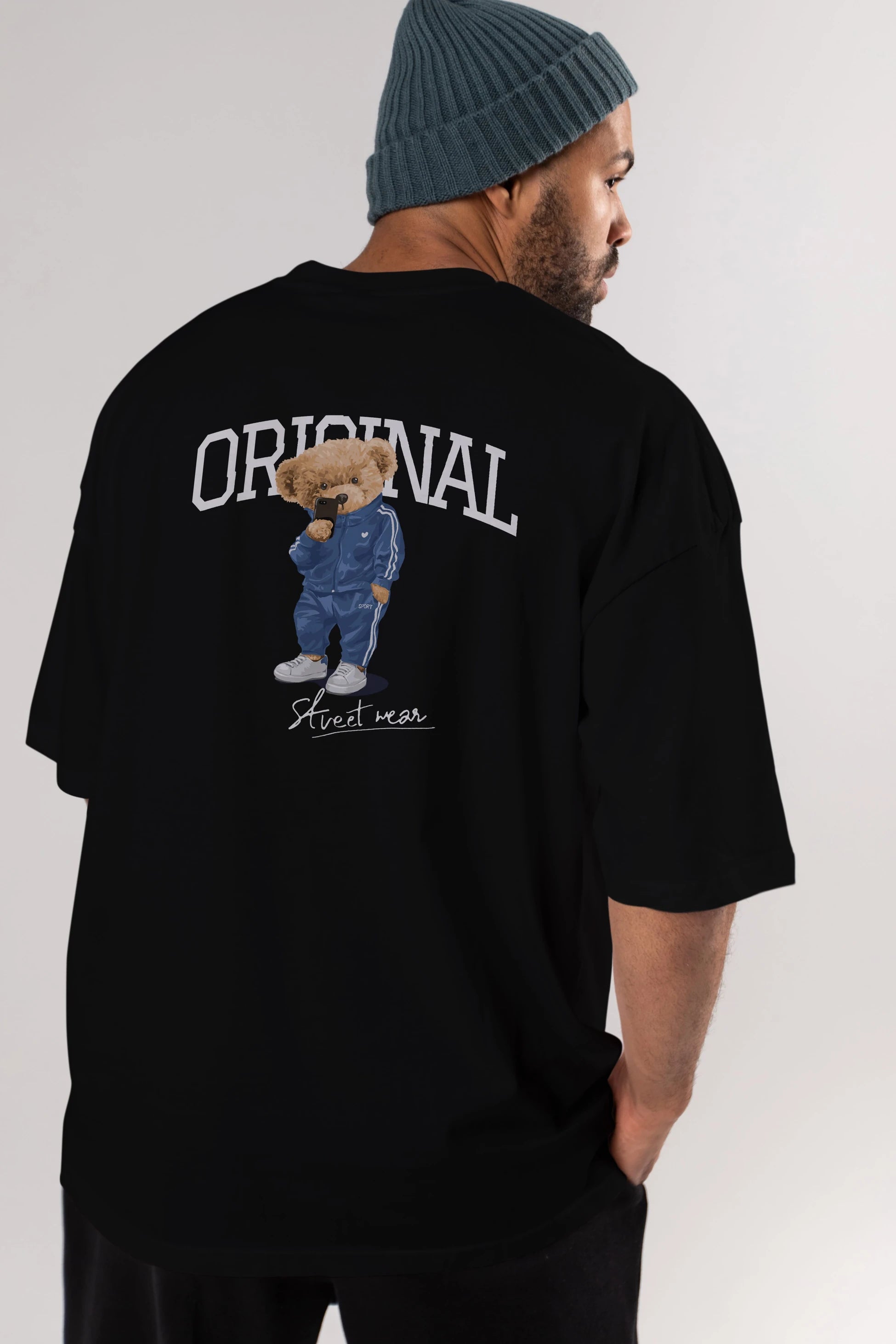 Teddy Bear Original Arka Baskılı Oversize t-shirt Erkek Kadın Unisex %100 Pamuk