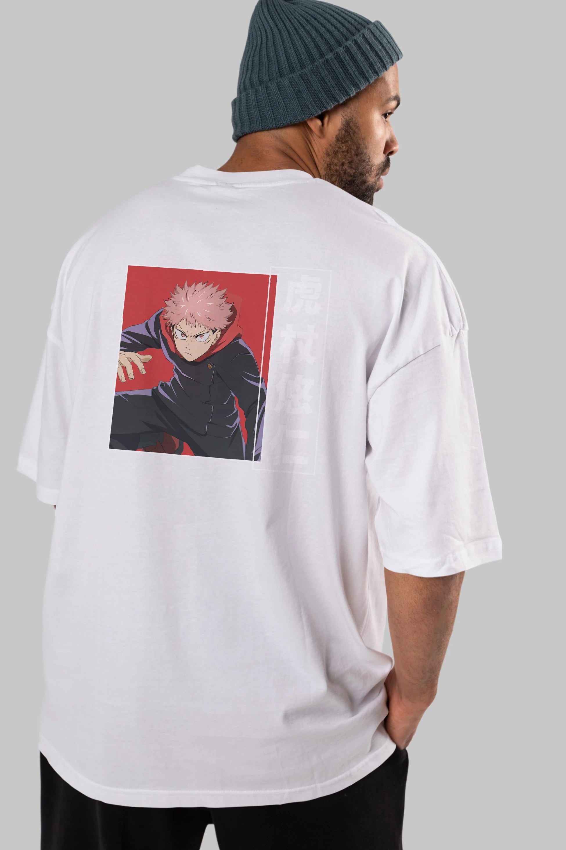 Yuuji Itadori 2 Anime Arka Baskılı Oversize t-shirt Erkek Kadın Unisex
