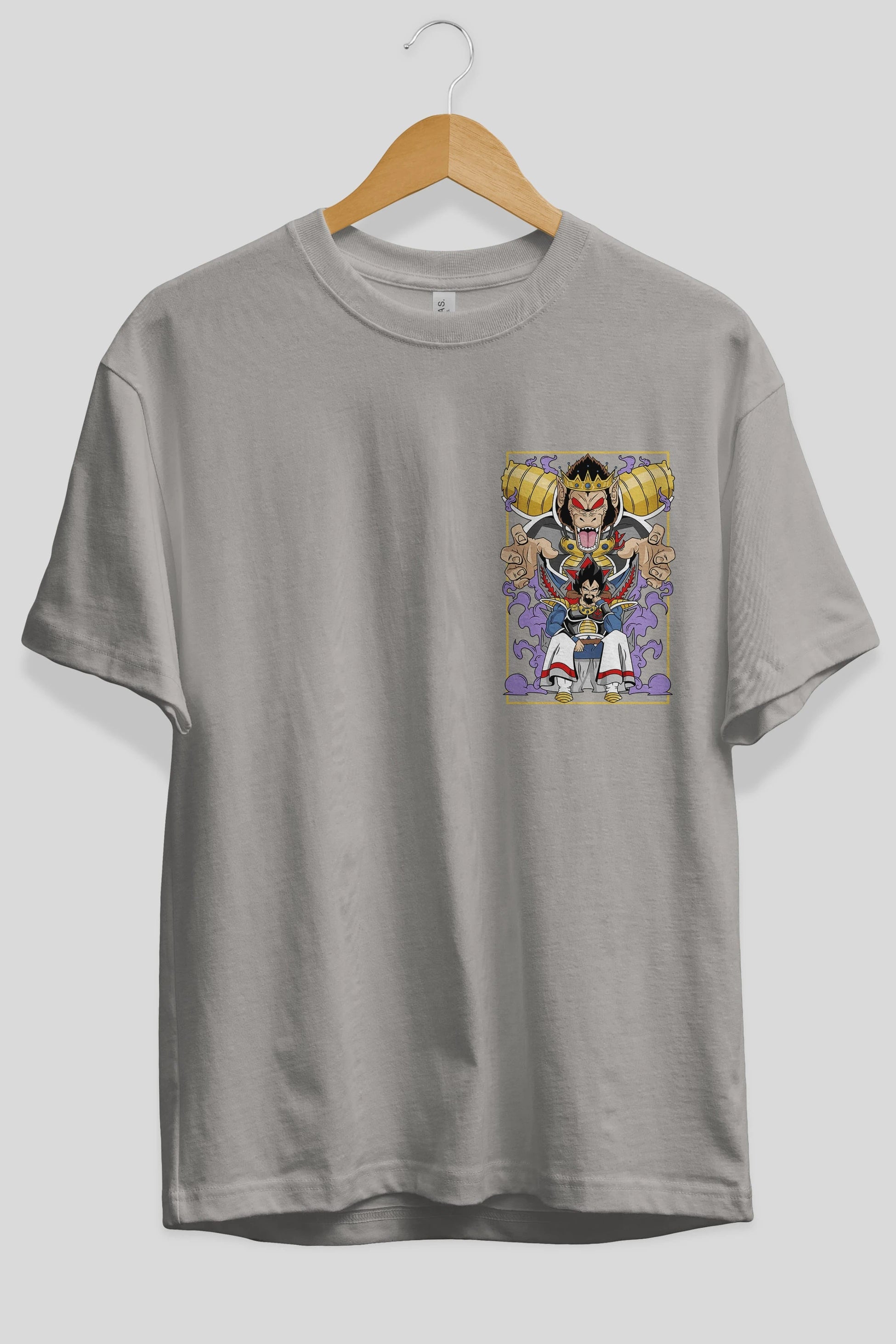 DragonBall ReyVegeta Ön Sol Baskılı Oversize t-shirt Erkek Kadın Unisex %100 Pamuk Bisiklet Yaka tişort