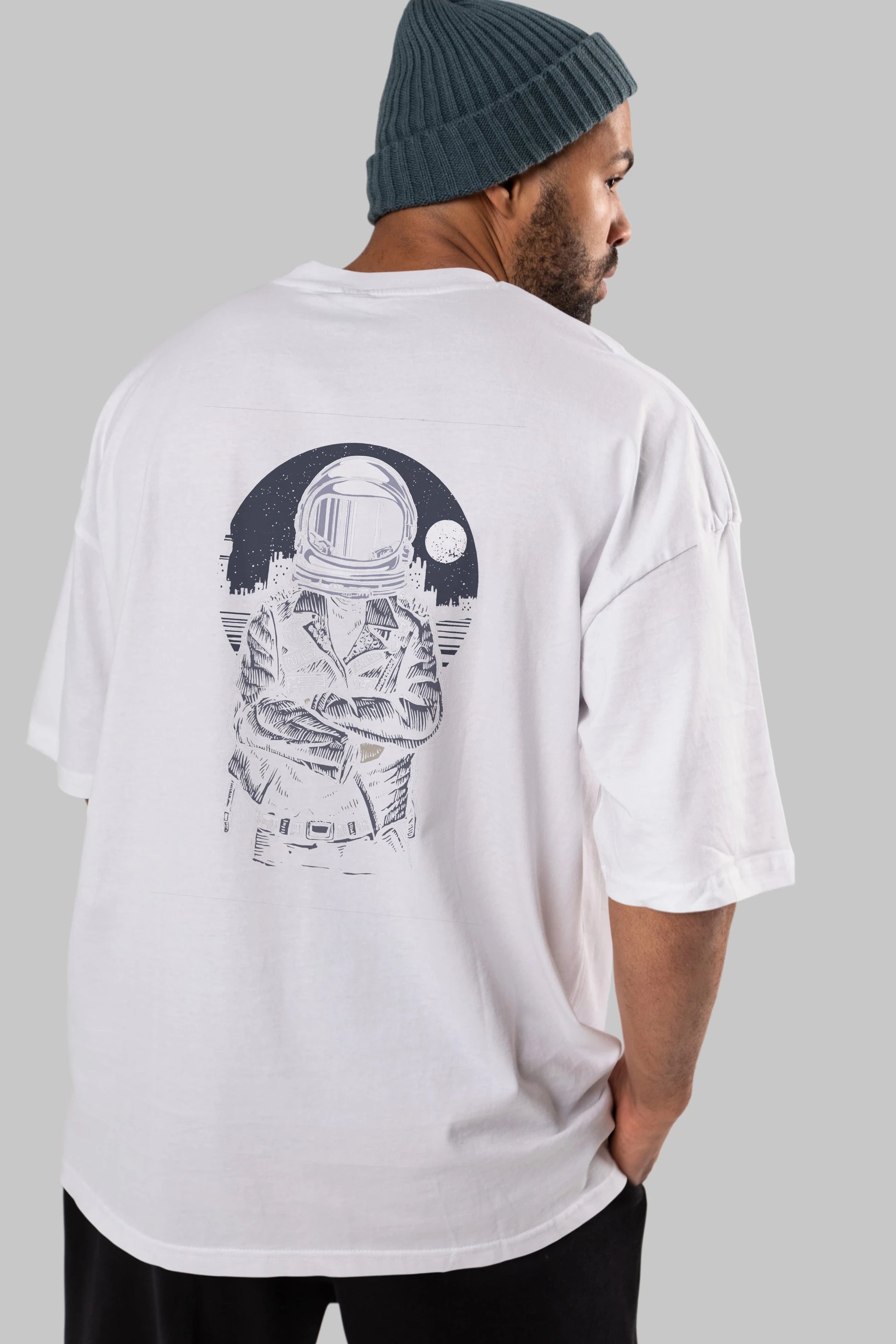 Astronaut Rebel Arka Baskılı Oversize t-shirt Erkek Kadın Unisex %100 Pamuk